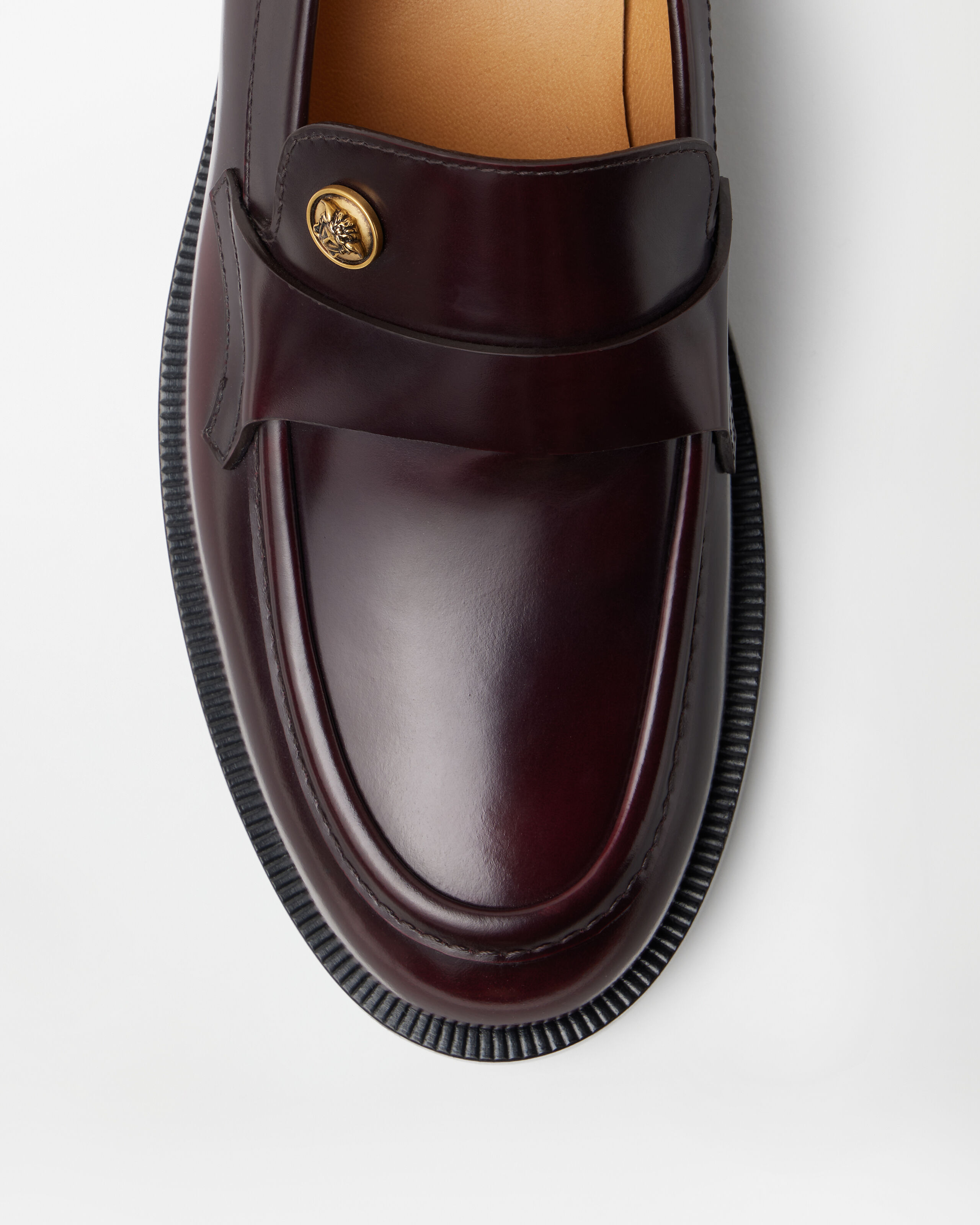 Manu Leather Loafers Brown | VERSACE US