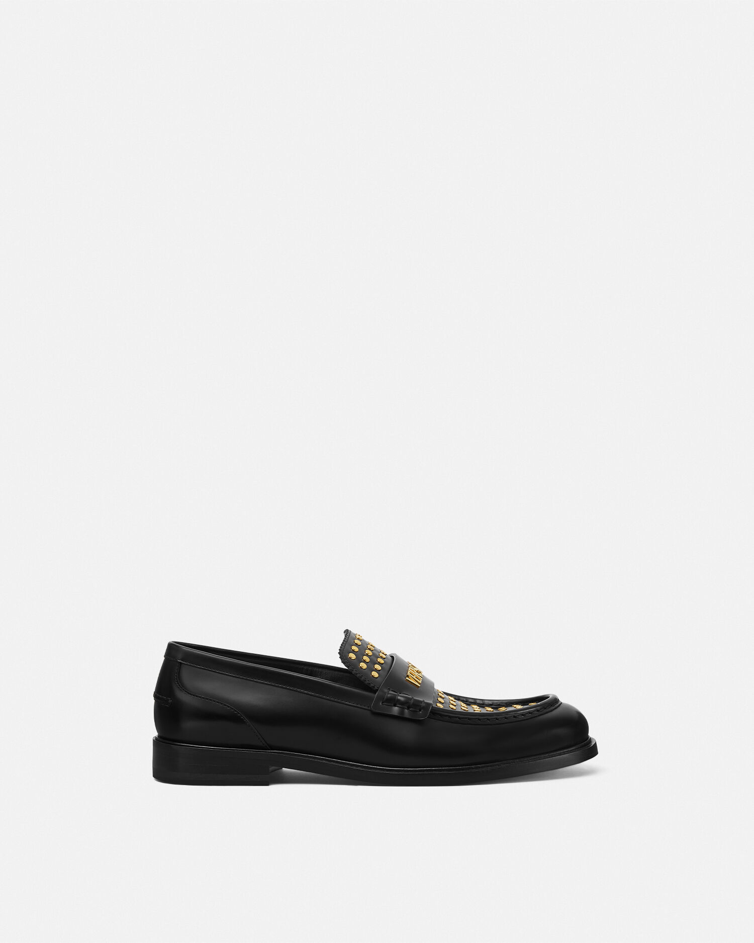 Studded Logo Loafers Black Gold VERSACE