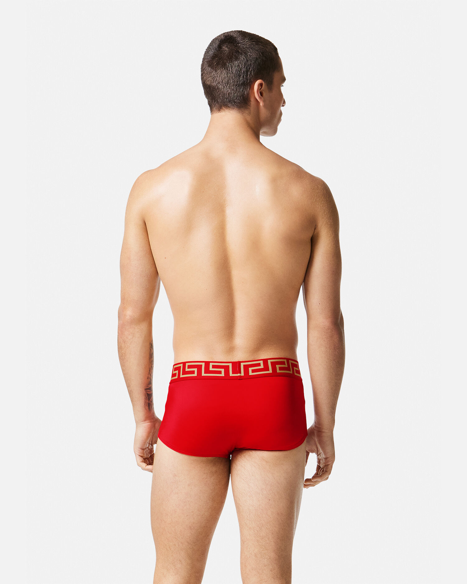 Greca Border Swim Trunks Red Versace US