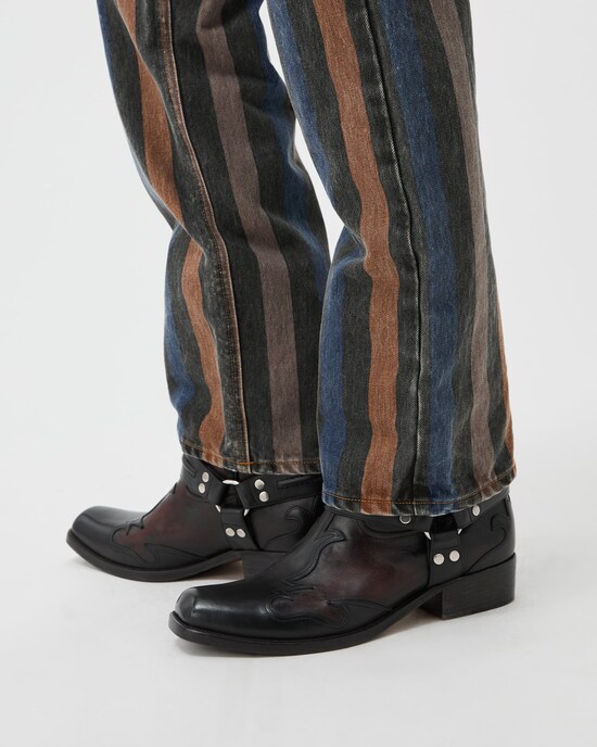 Sylvester Leather Western Boots Black+Brown 2
