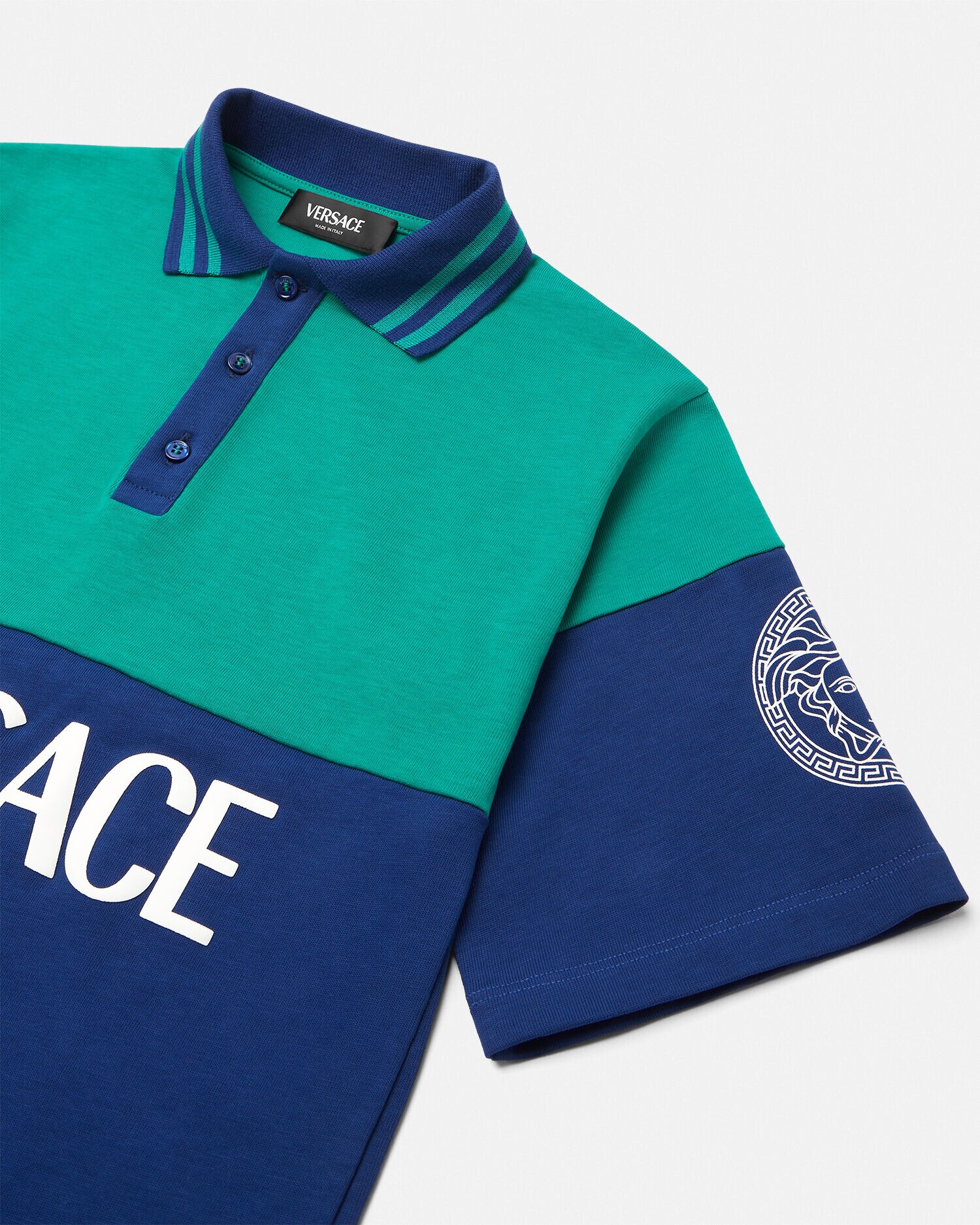 Logo Kids Polo Shirt Blue,Green | VERSACE US