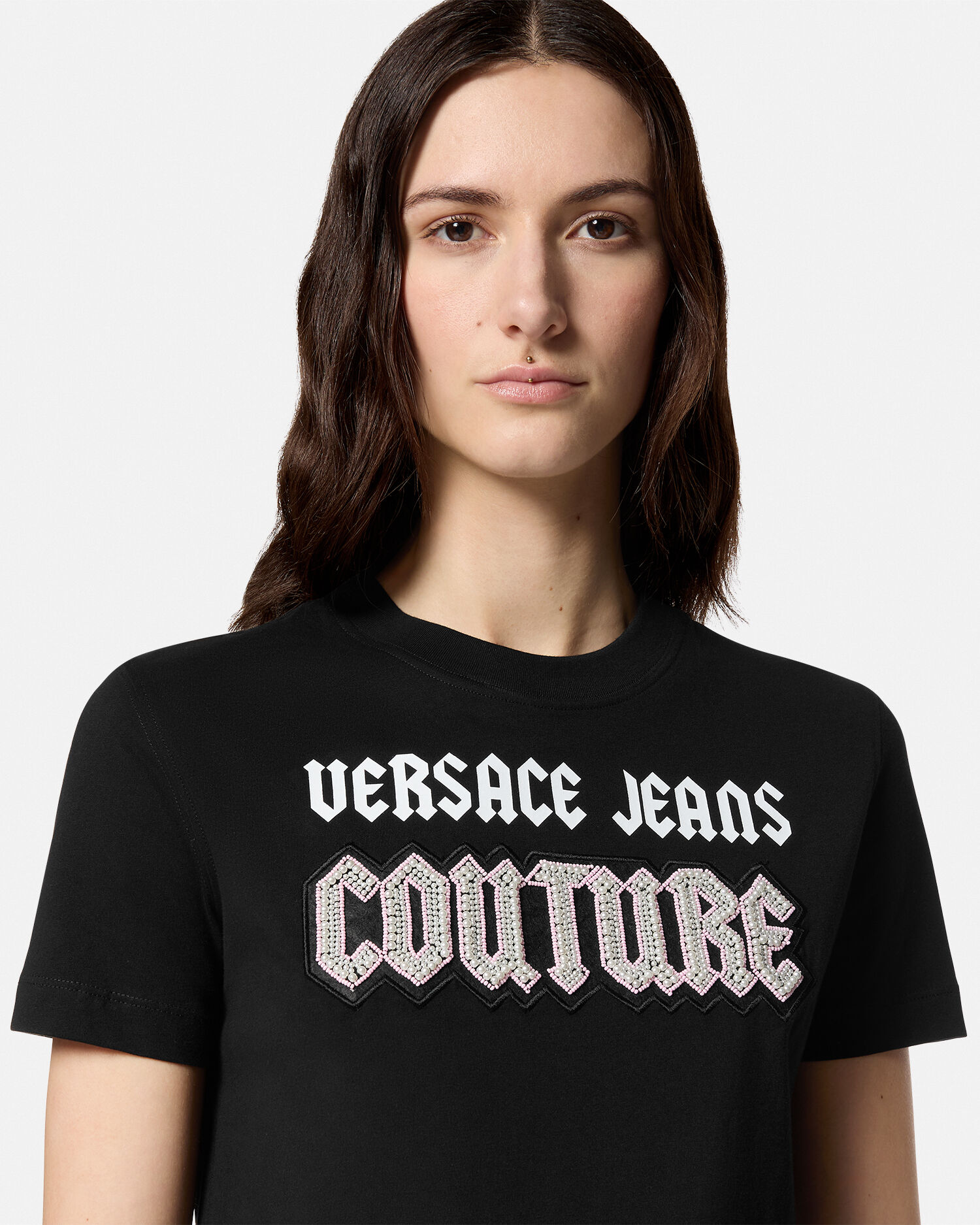 Versace jeans crew neck logo t shirt black store