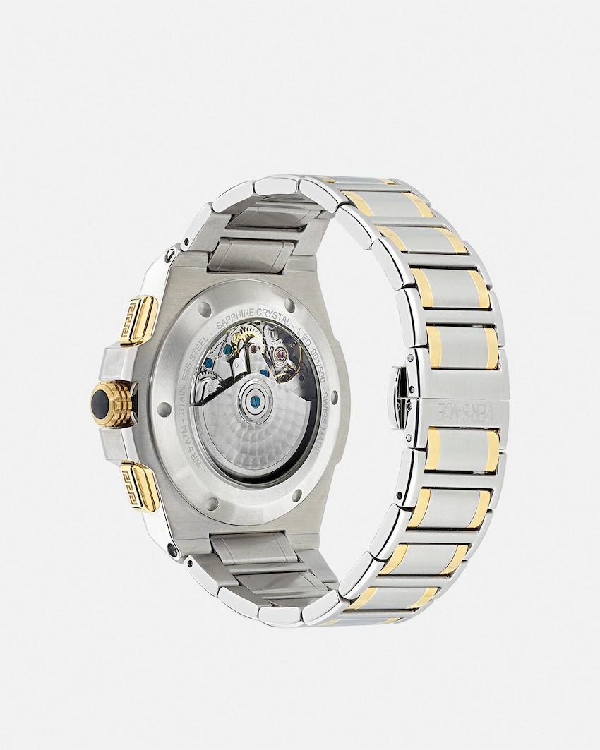 سَاعة Greca Extreme Chrono Skeleton فضي+أخضر 2