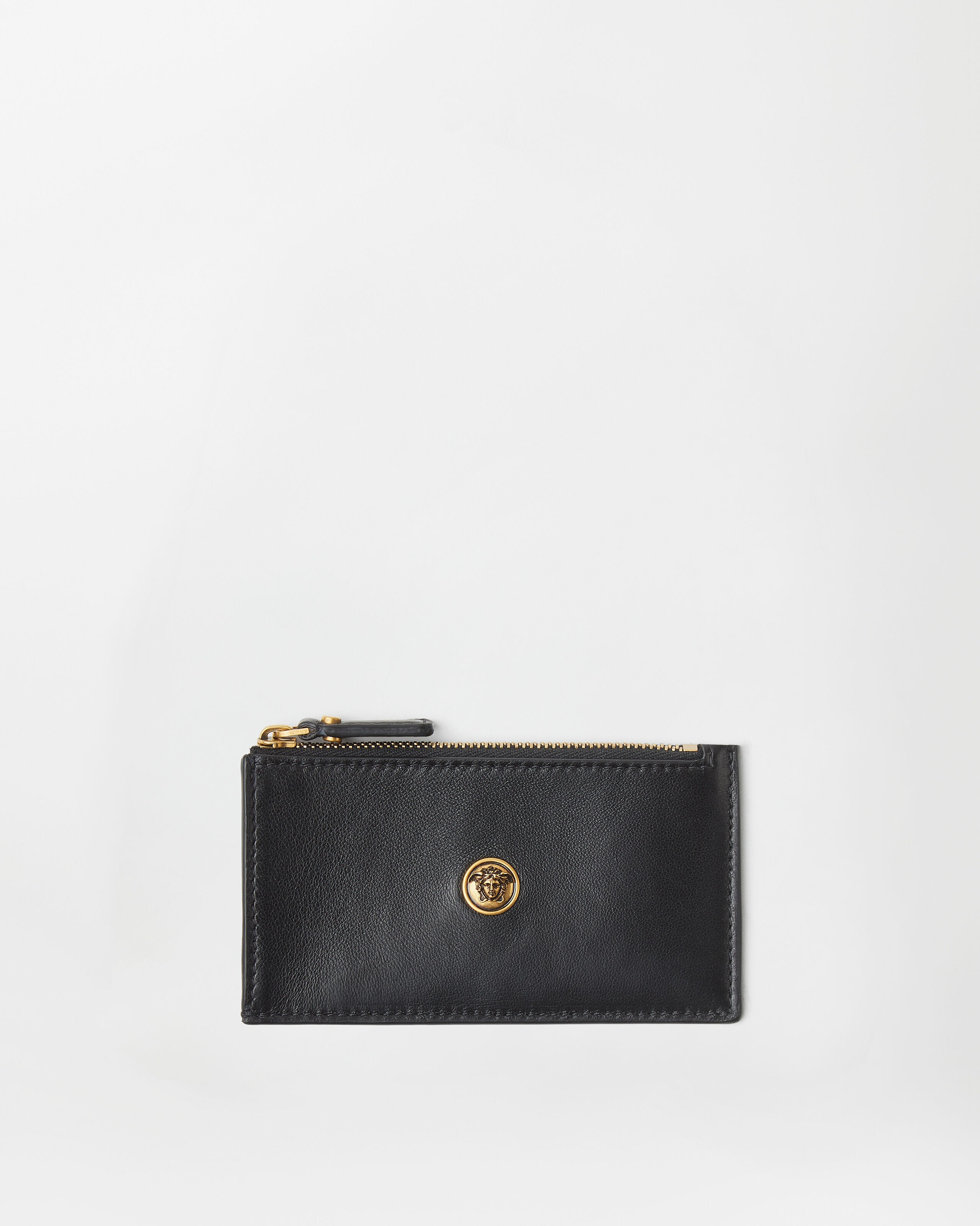 Versace embleme leather zip card holder