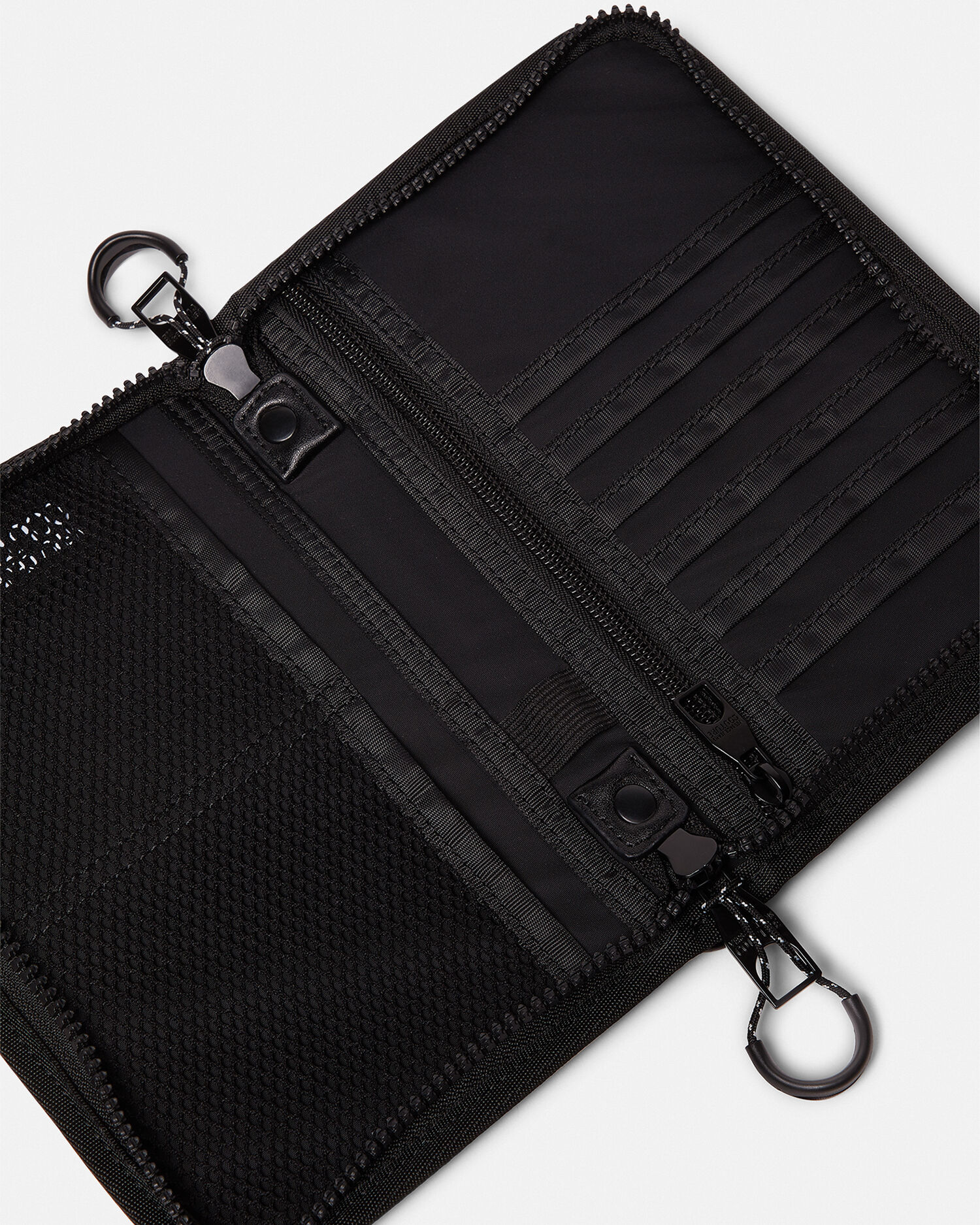 V Webbing Passport Holder Black Print VERSACE
