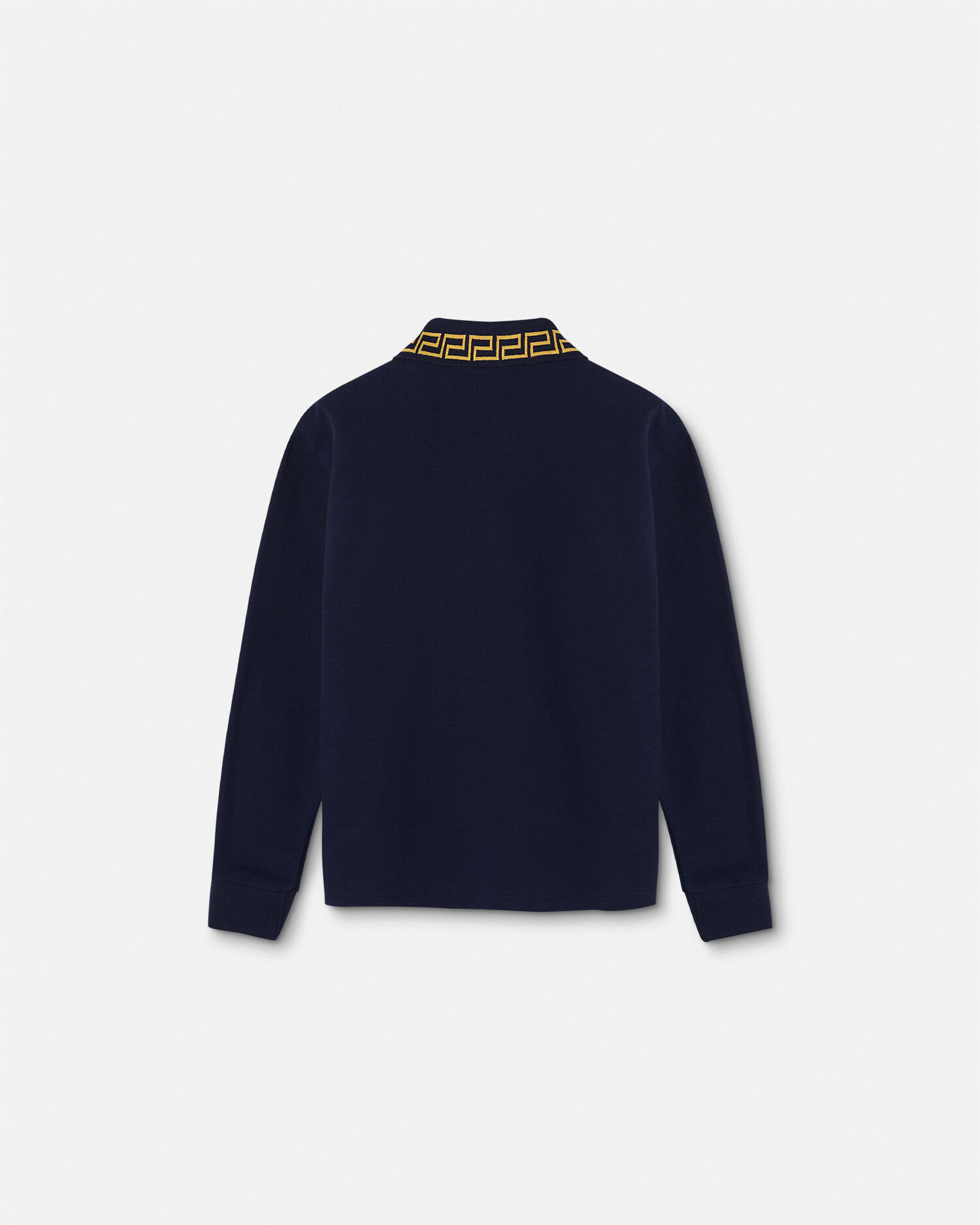 Embroidered Greca Kids Polo Shirt Blue Gold VERSACE