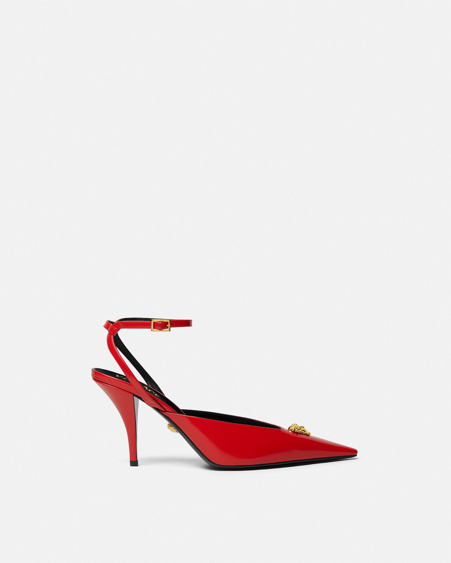 VERSACE ピンヒール　メデューサ　パンプス　ハイヒール　レザー　セール La Medusa Leather Slingbacks 85 mm Red | VERSACE US