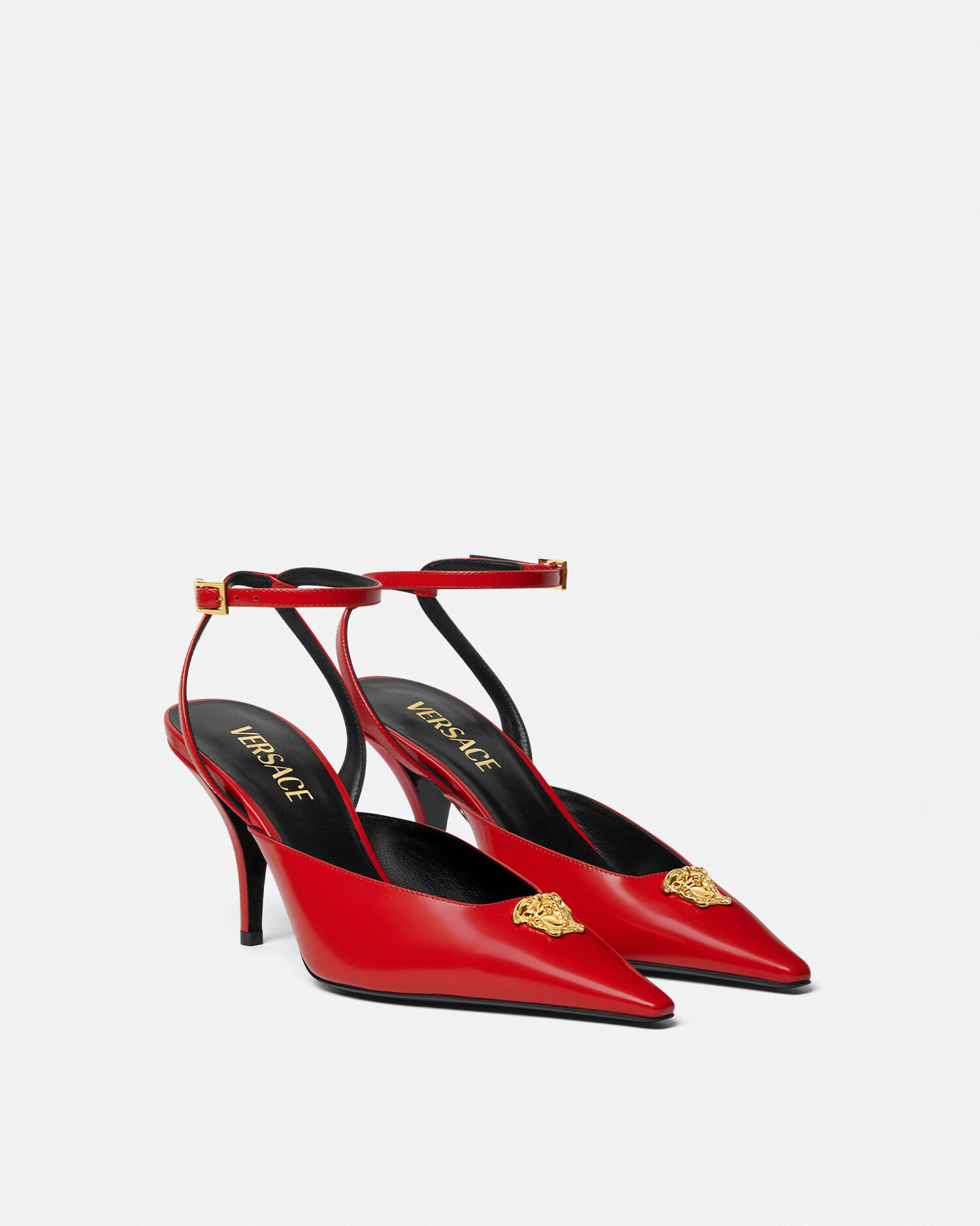 La Medusa Leather Slingbacks 85 mm Red | VERSACE US