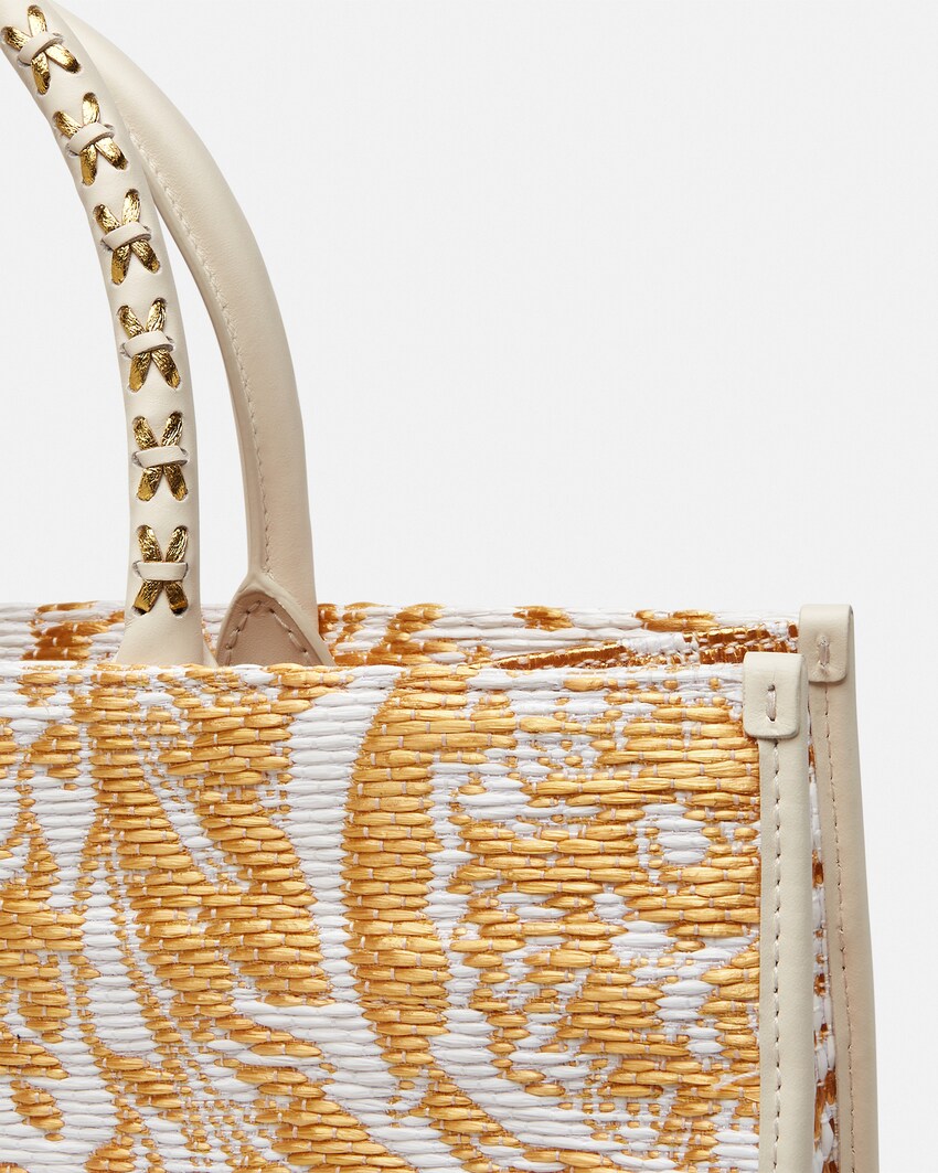 Versace Athena grand fourre-tout en raphia Blanc+Or 5