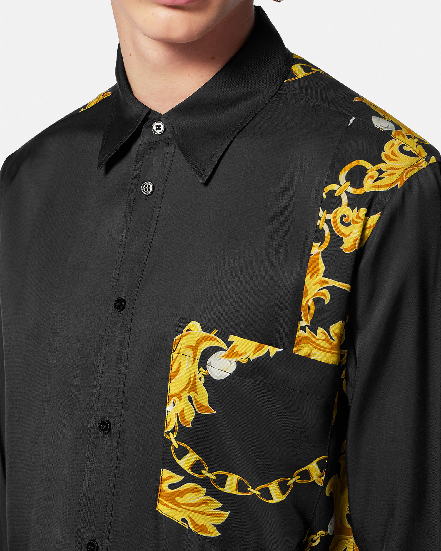 Versace shirt mens black and gold 2025