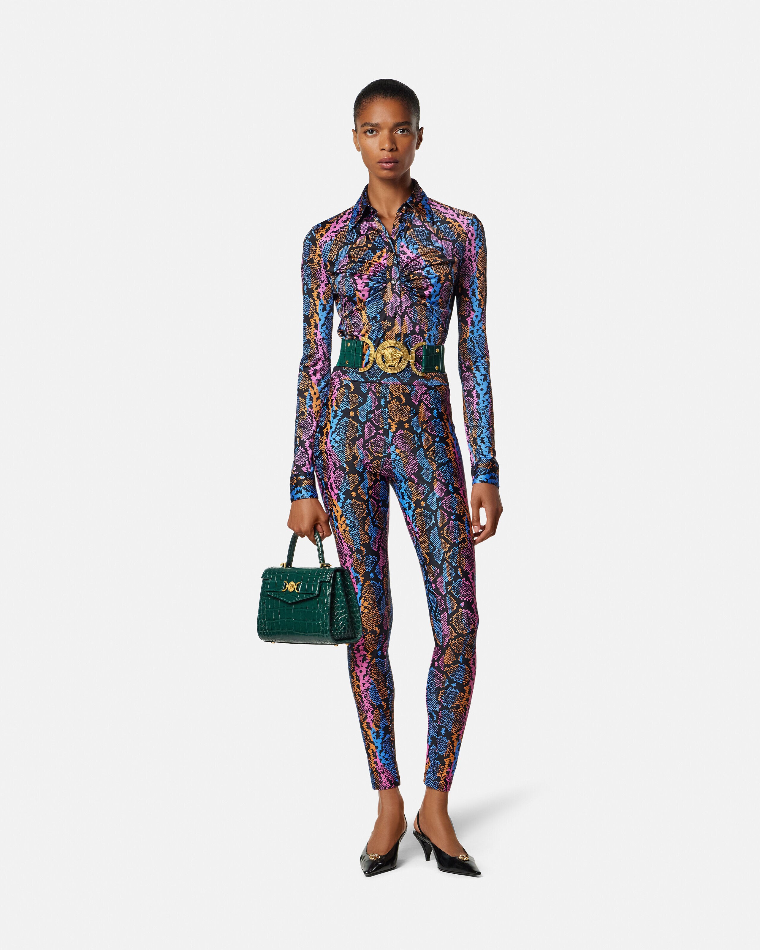 Medusa '95 Croc-Effect Top-Handle Green | VERSACE US