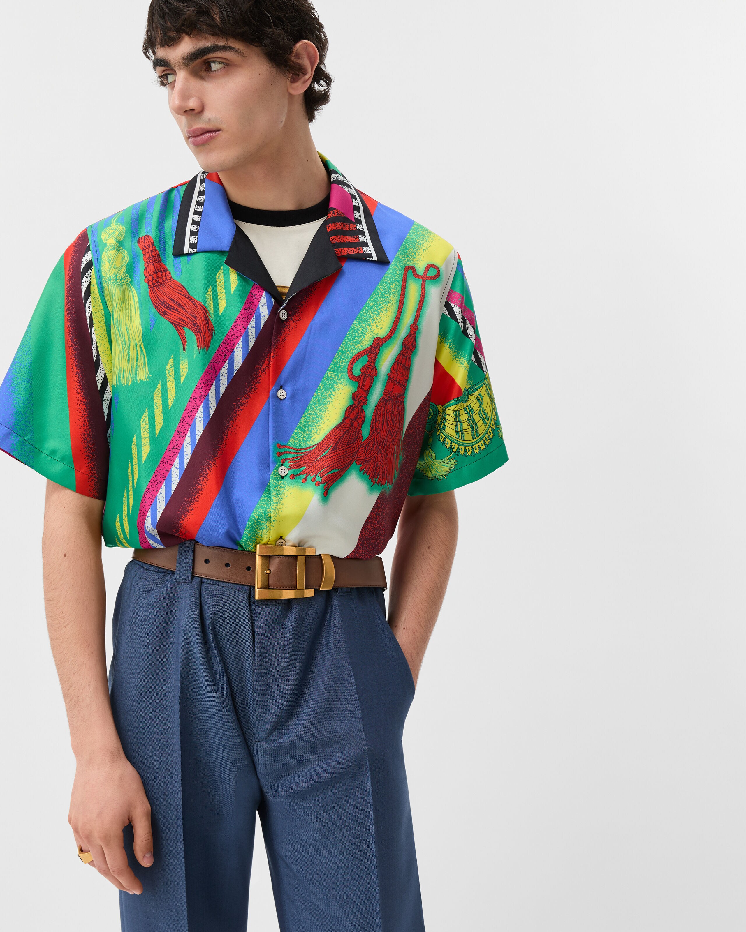 Printed Silk Twill Shirt Multicolor | VERSACE US