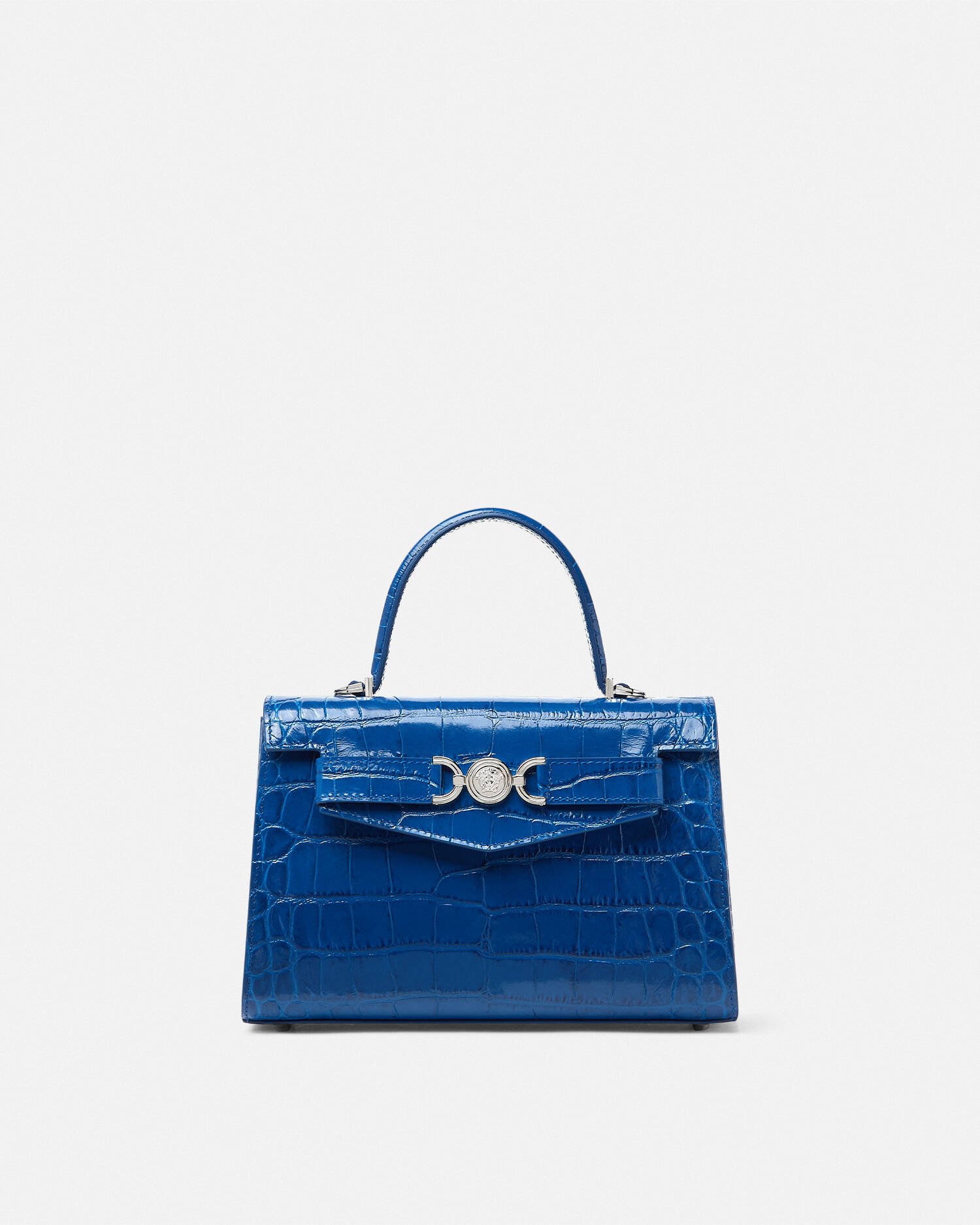 Medusa '95 Croc-Effect Top-Handle Blue | VERSACE US