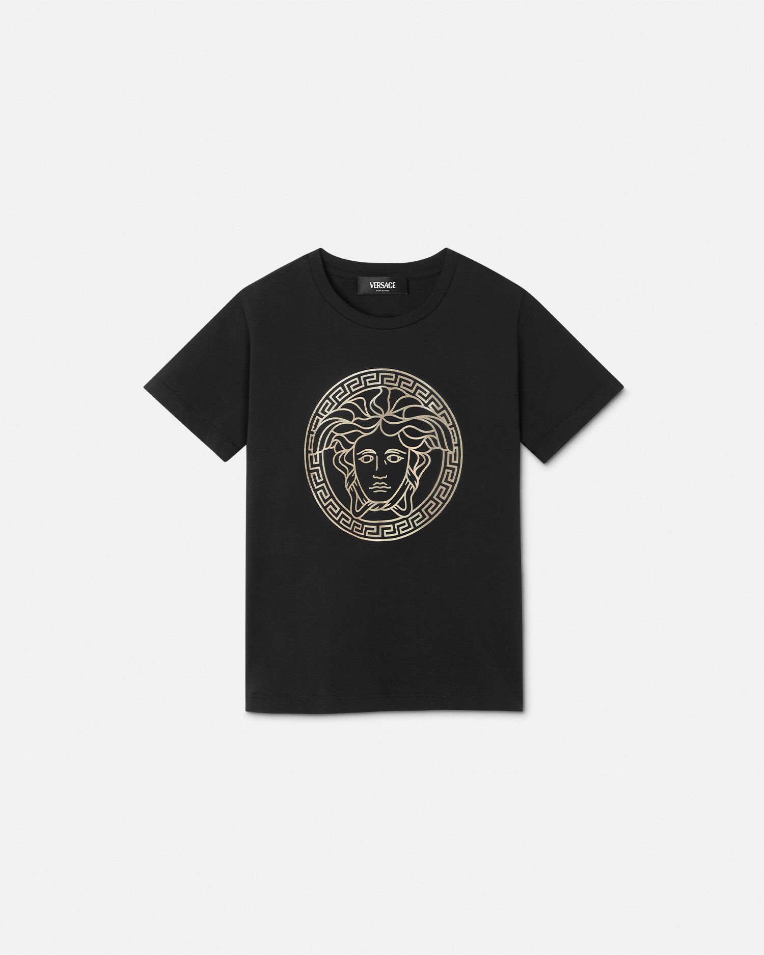 Kids Printed Cotton-Jersey T-Shirt Black | VERSACE