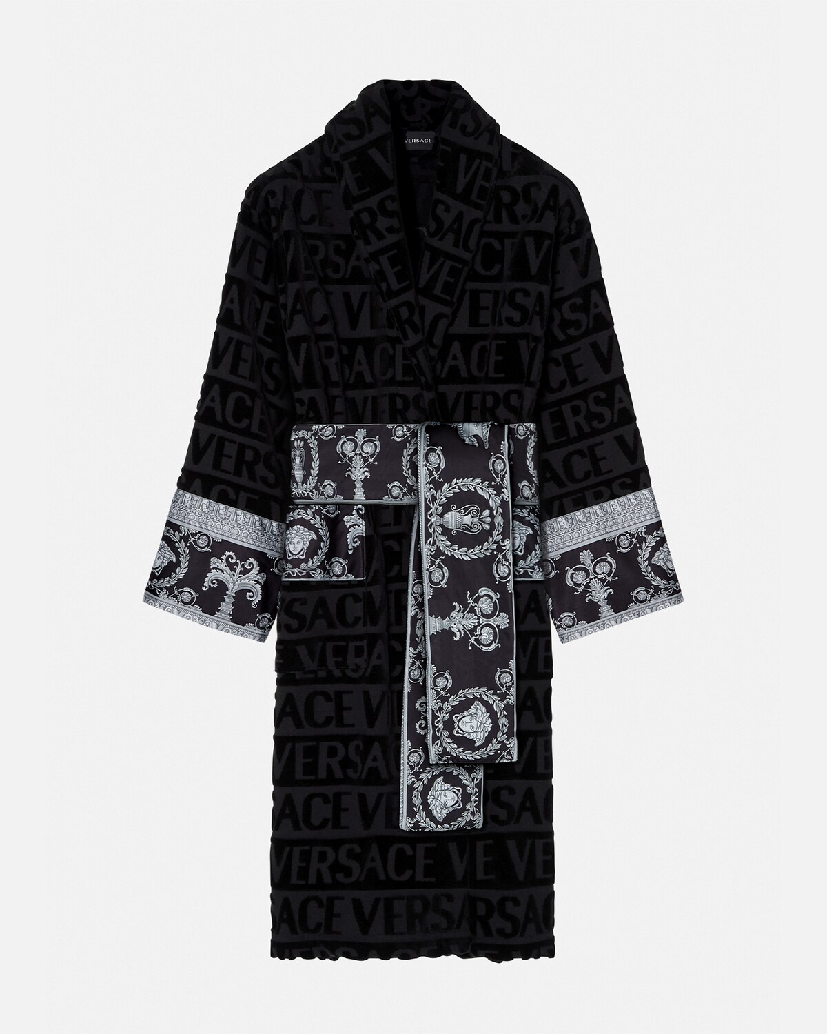 Crystal I ♡ Baroque Groom Bathrobe Black Versace US
