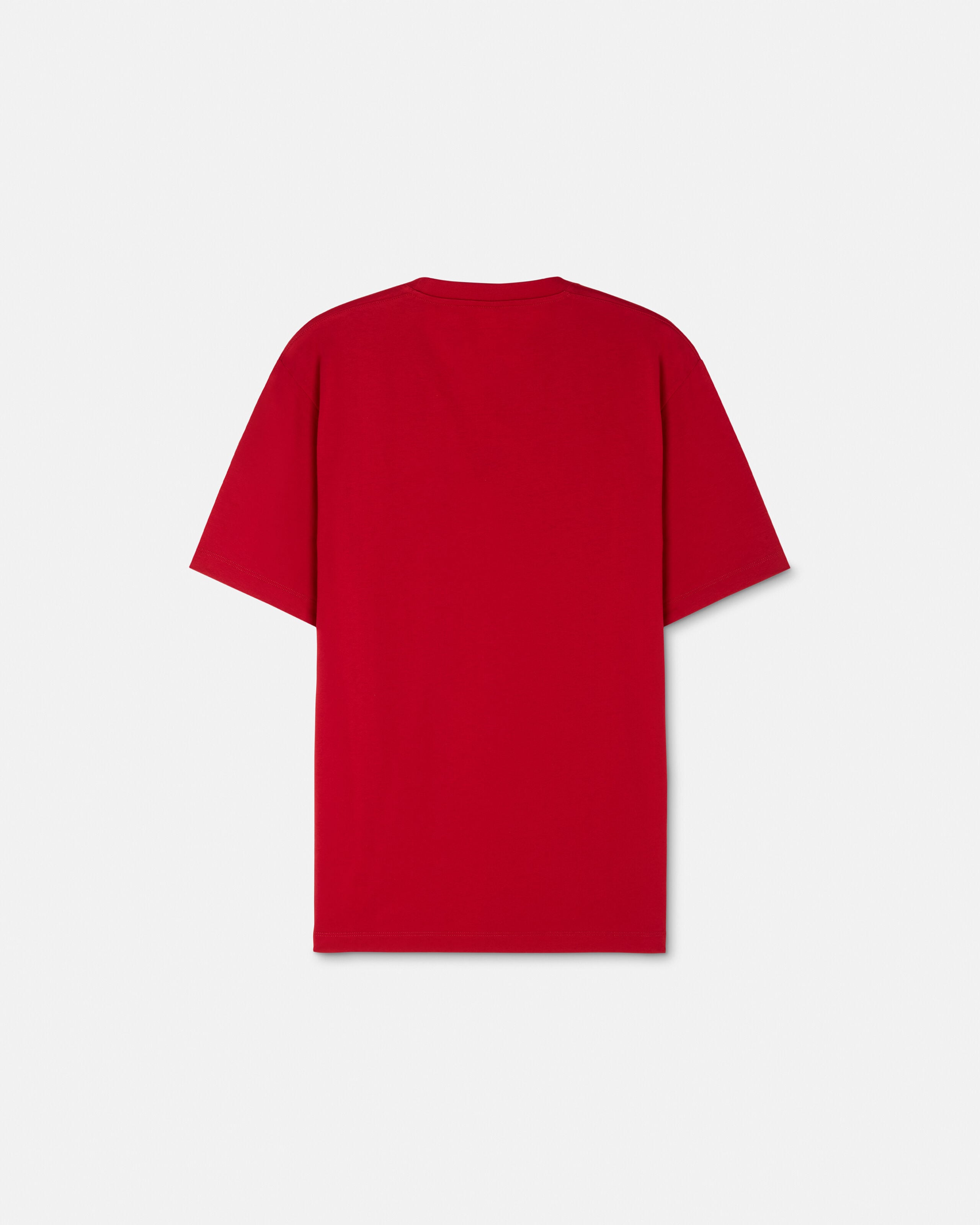 Embroidered Cotton-Jersey T-Shirt Red | VERSACE US