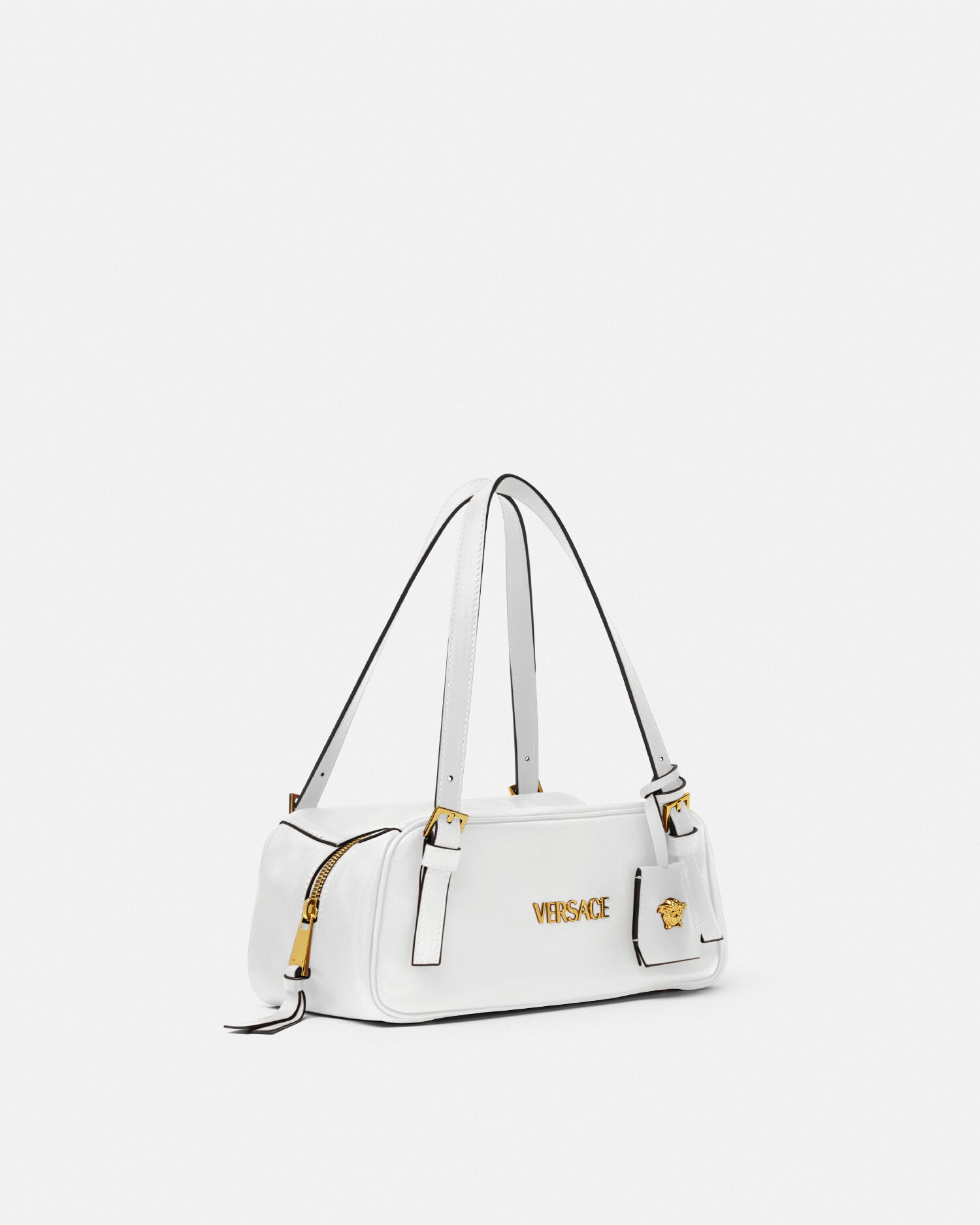 VERSACE / ショルダーバッグ/--/WHT Versace Tag Nappa Bowling Bag White | VERSACE US