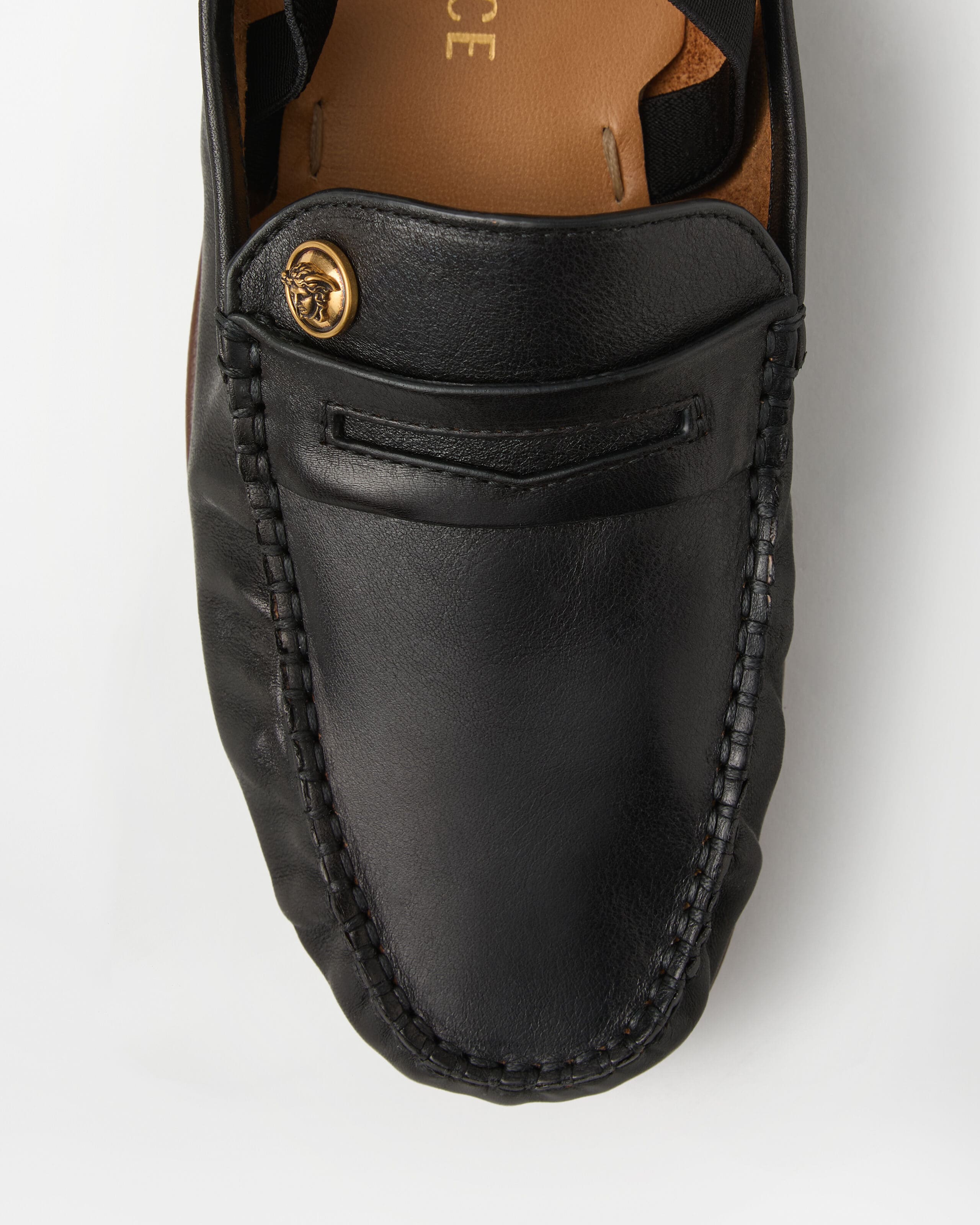Guanto Leather Loafers Black | VERSACE US
