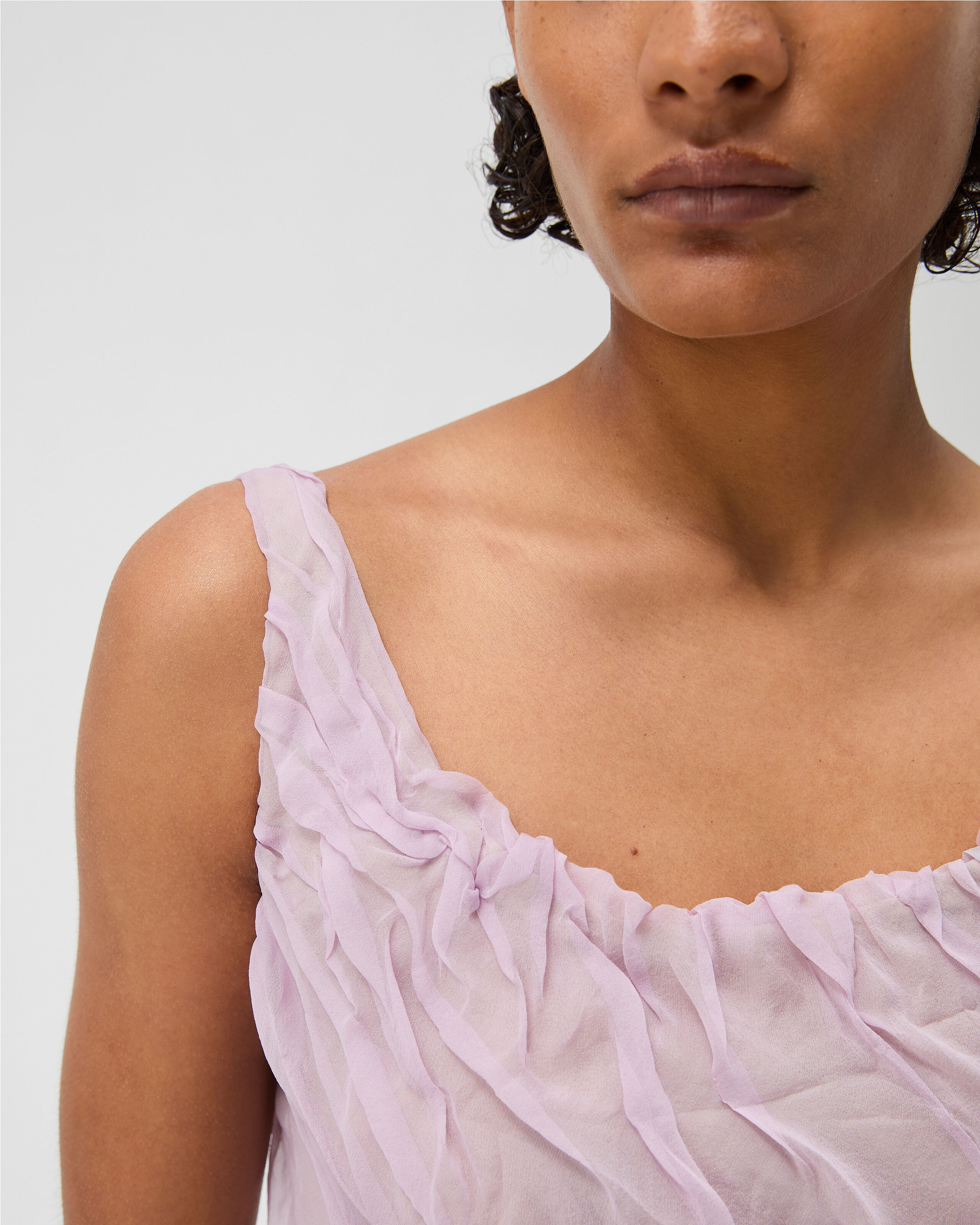 Silk-Chiffon Draped Top Purple | VERSACE US