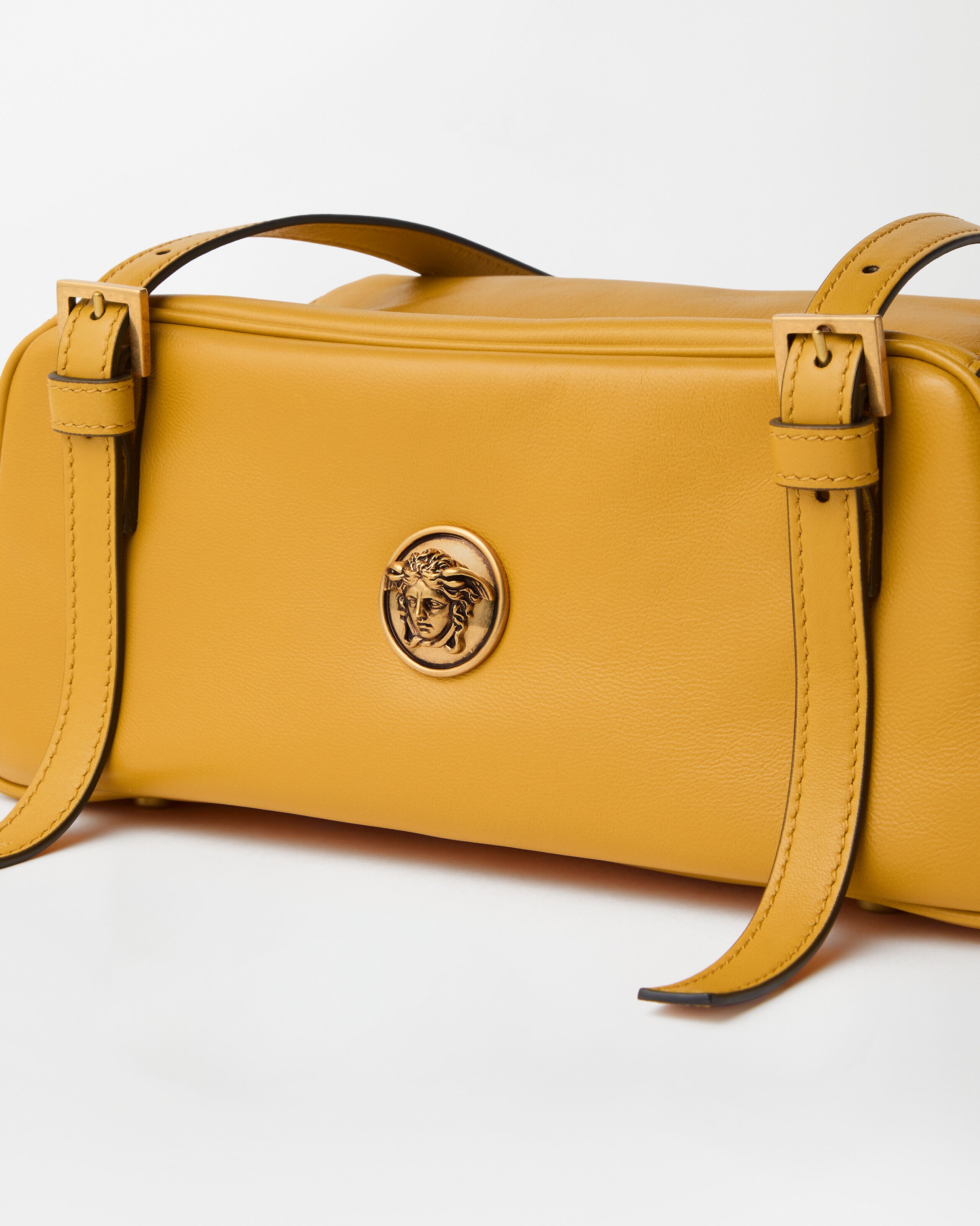 Emblème Nappa Bowling Bag Yellow | VERSACE US