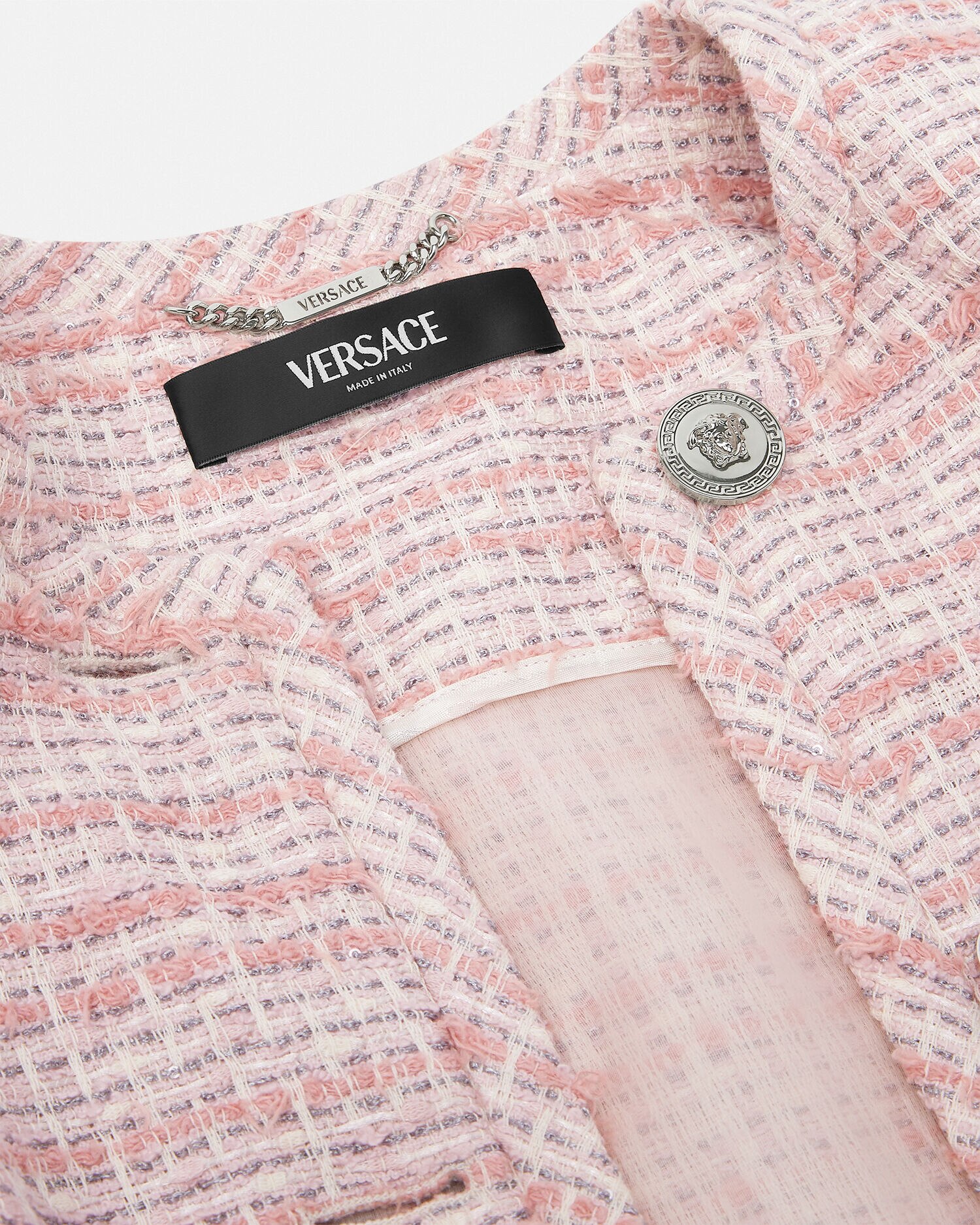 Tweed Cardigan Jacket Pink VERSACE