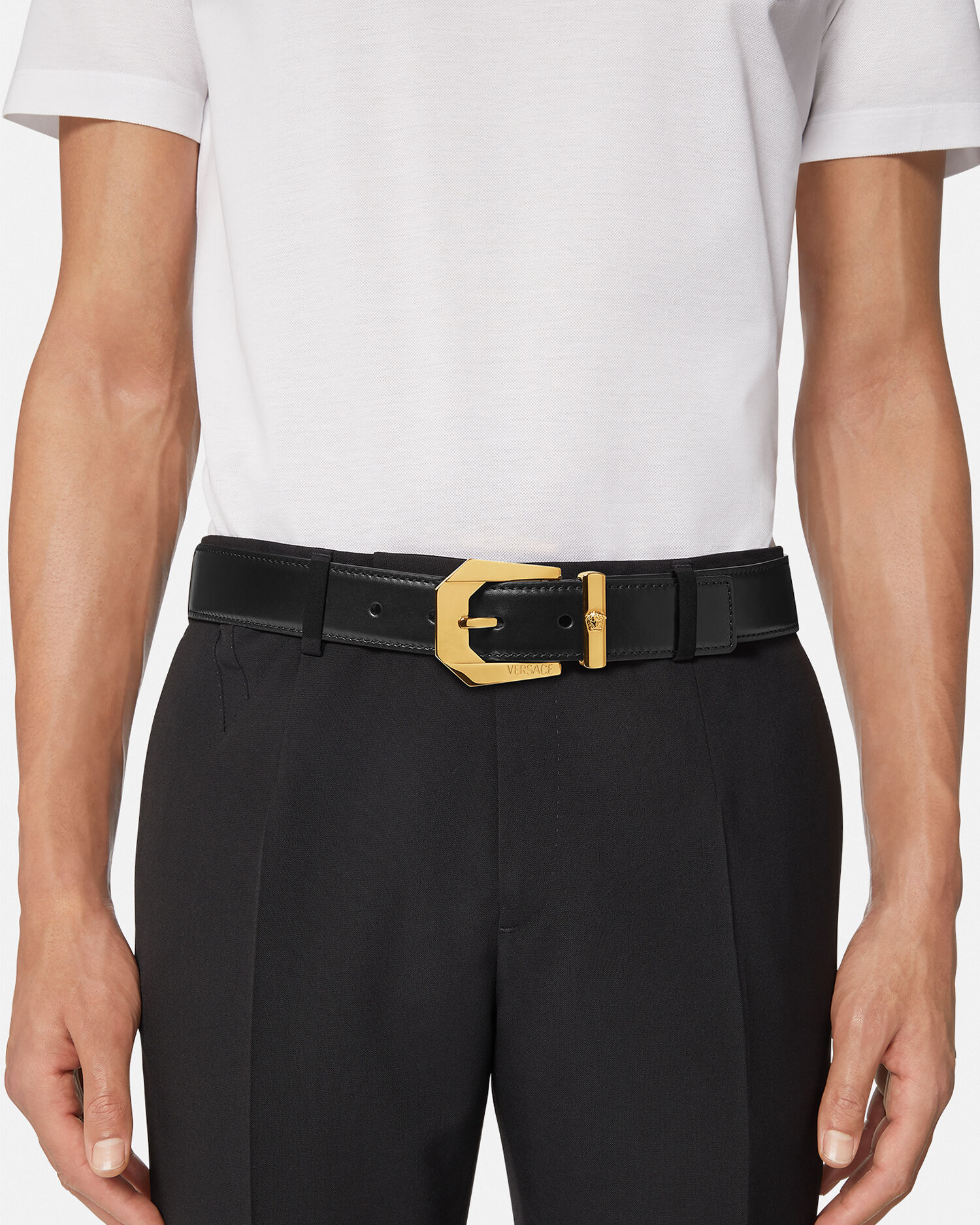 Black and gold versace belt top