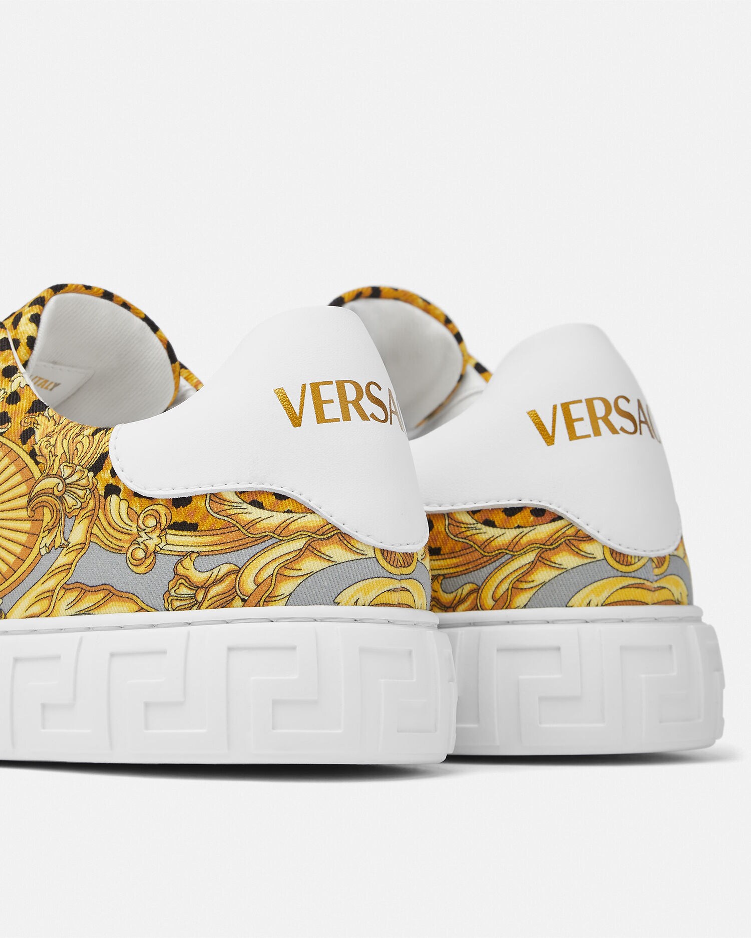 Cheetah Foulard Greca Sneakers Gold,Print | VERSACE US