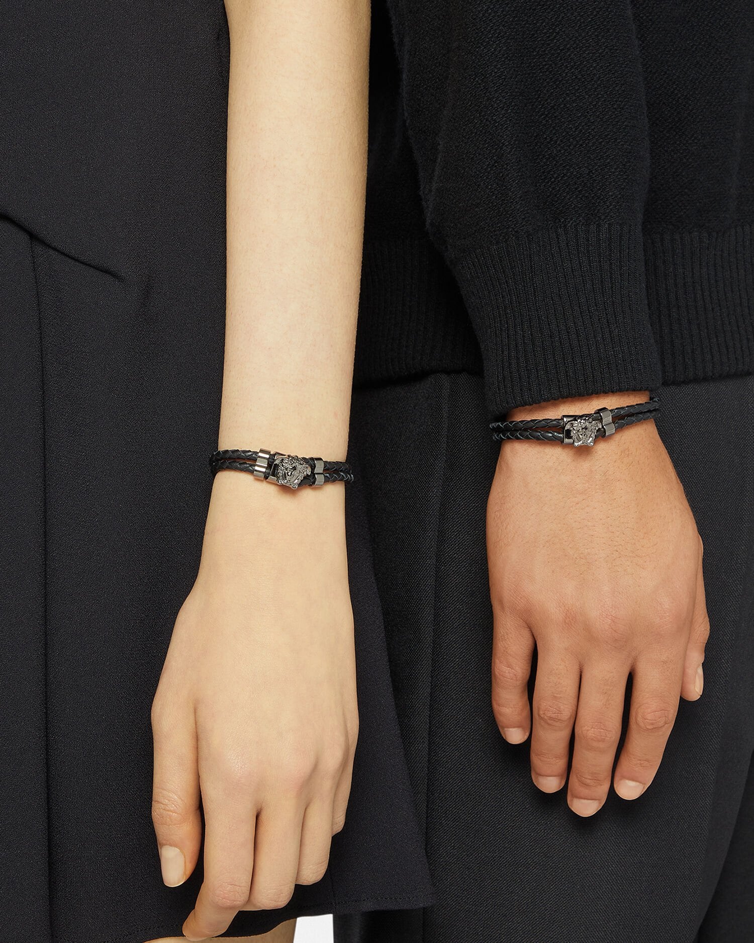 ラ メドゥーサ レザー ブレスレット La Medusa Leather Bracelet Black | VERSACE