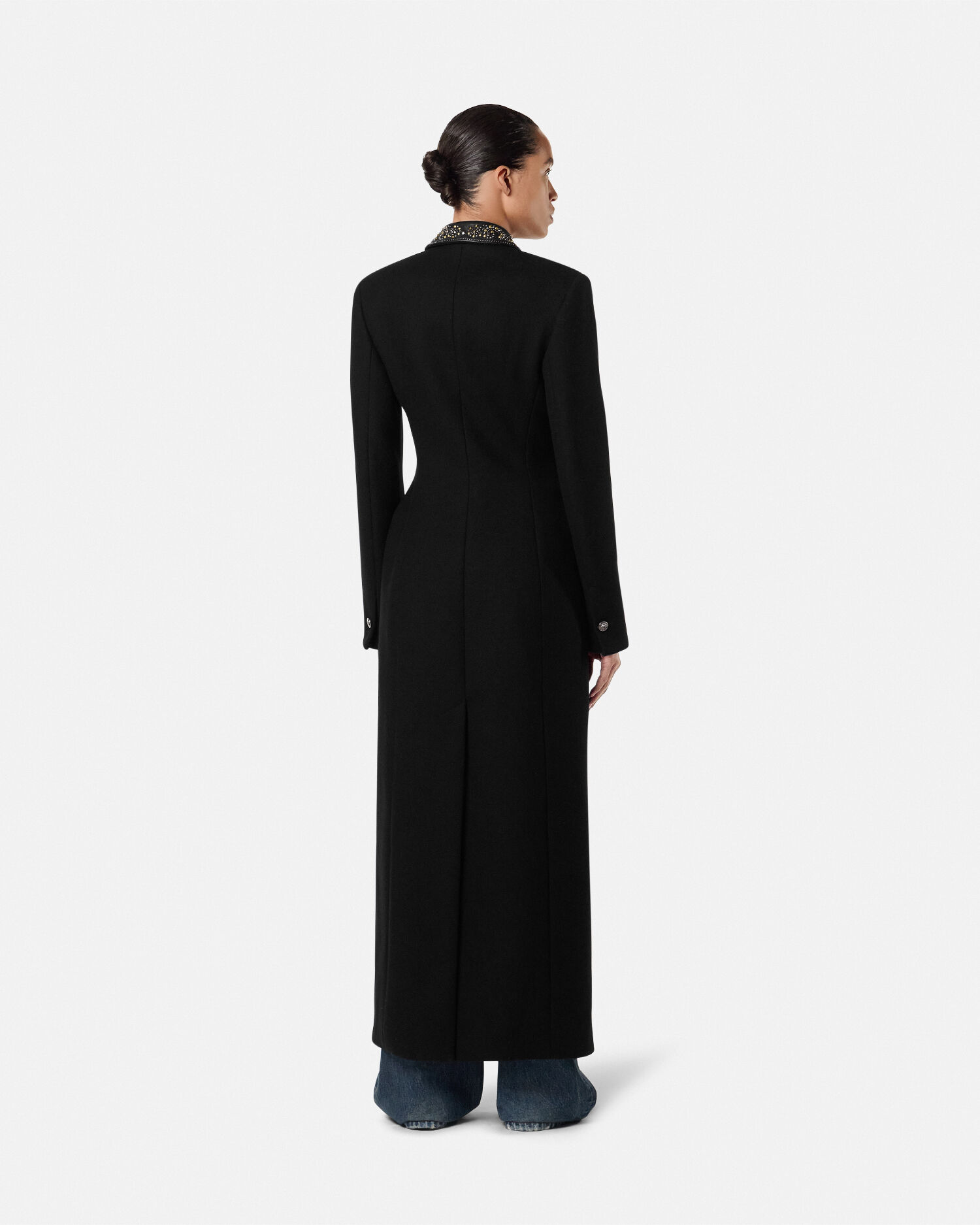 ジャケット・アウター VERSACE Super long coat Studded Felted Wool Fitted Column Coat | VERSACE US