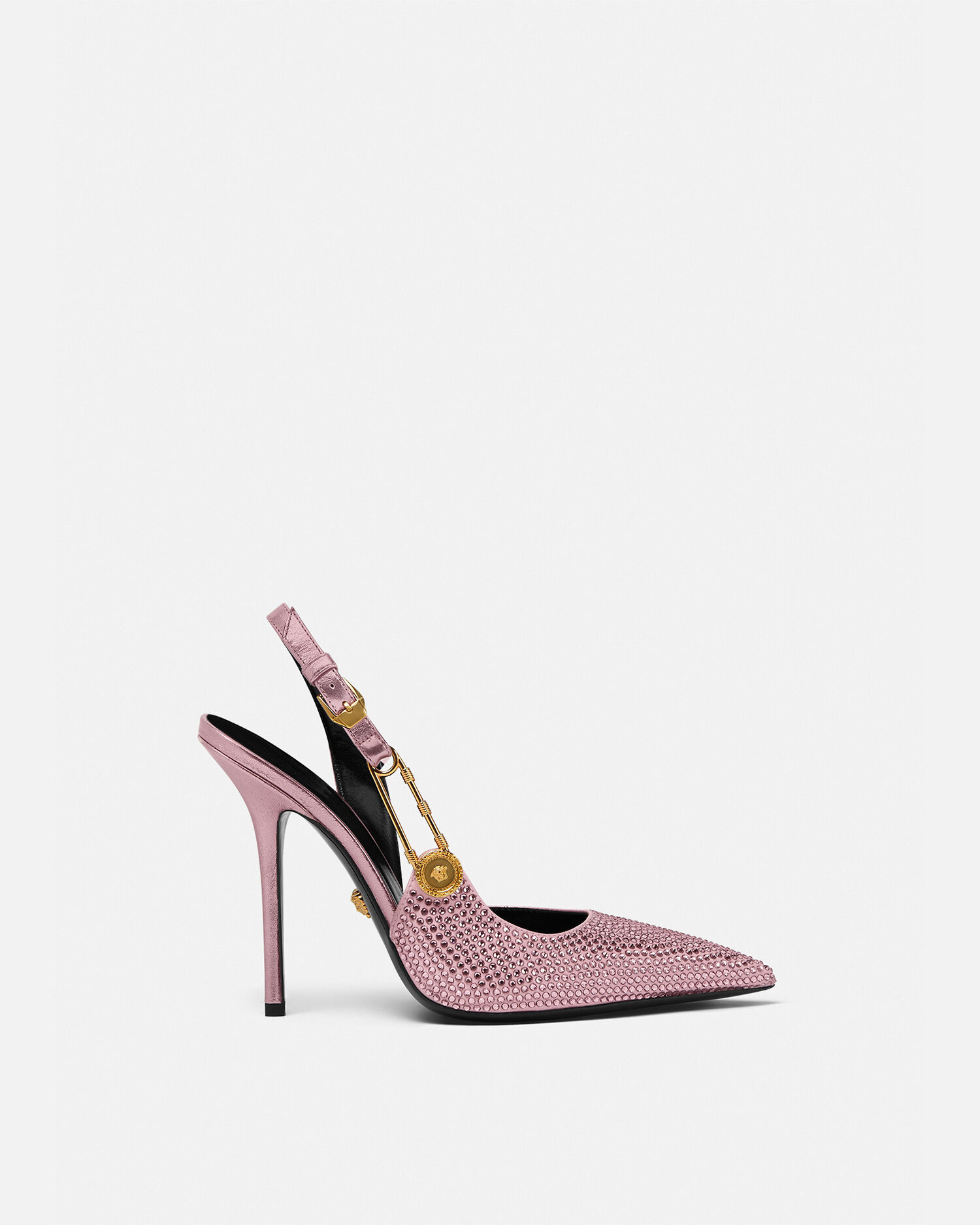 Crystal Safety Pin Slingback Pumps