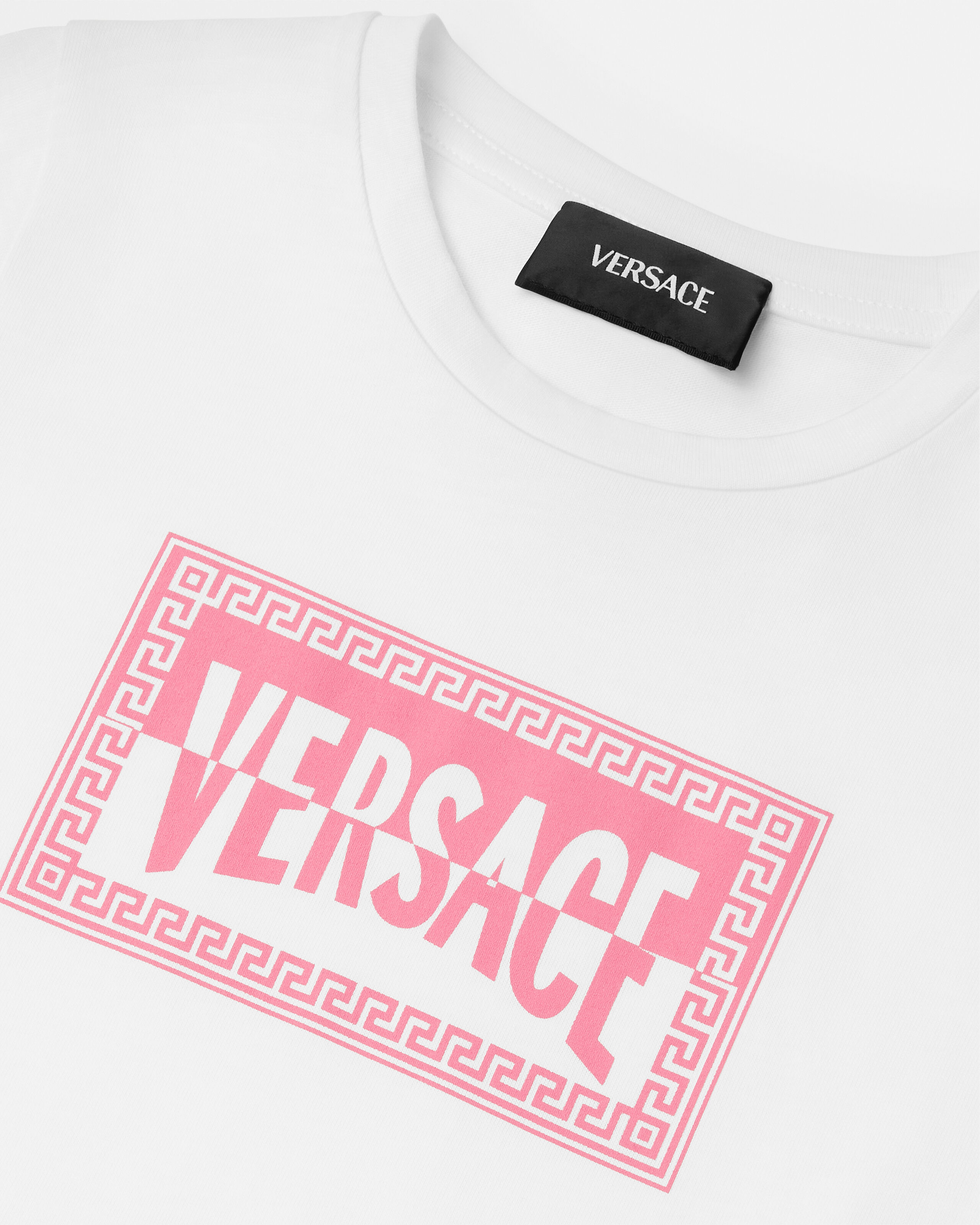 Kids Printed Cotton-Jersey T-Shirt White,Pink | VERSACE US