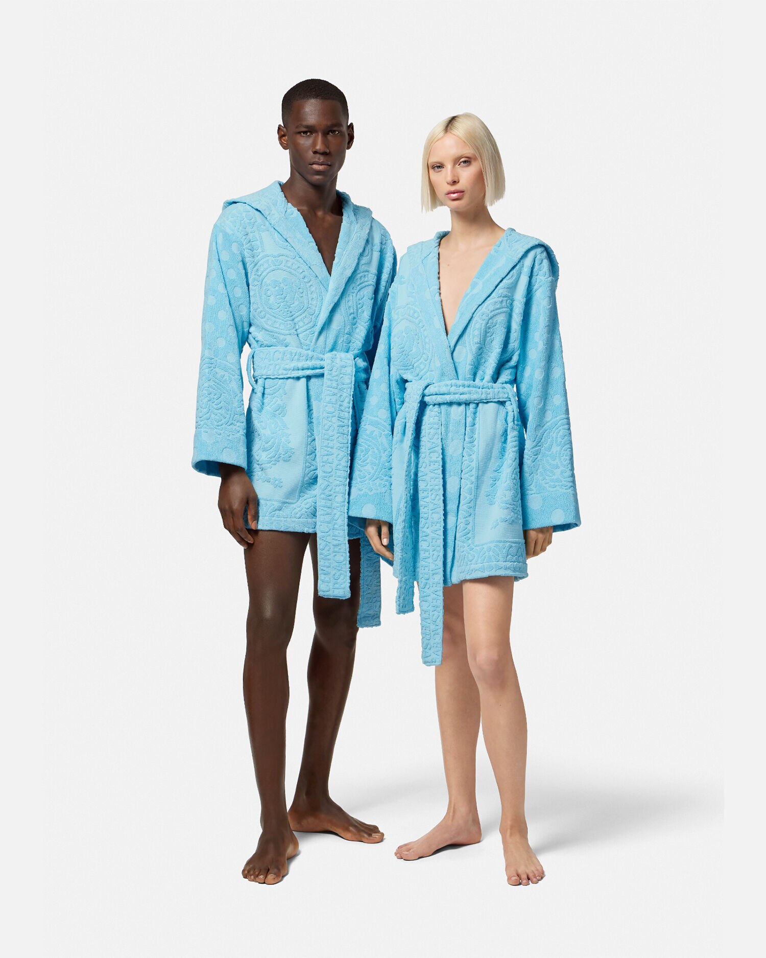 Seashell Baroque Short Bathrobe Blue Versace GB