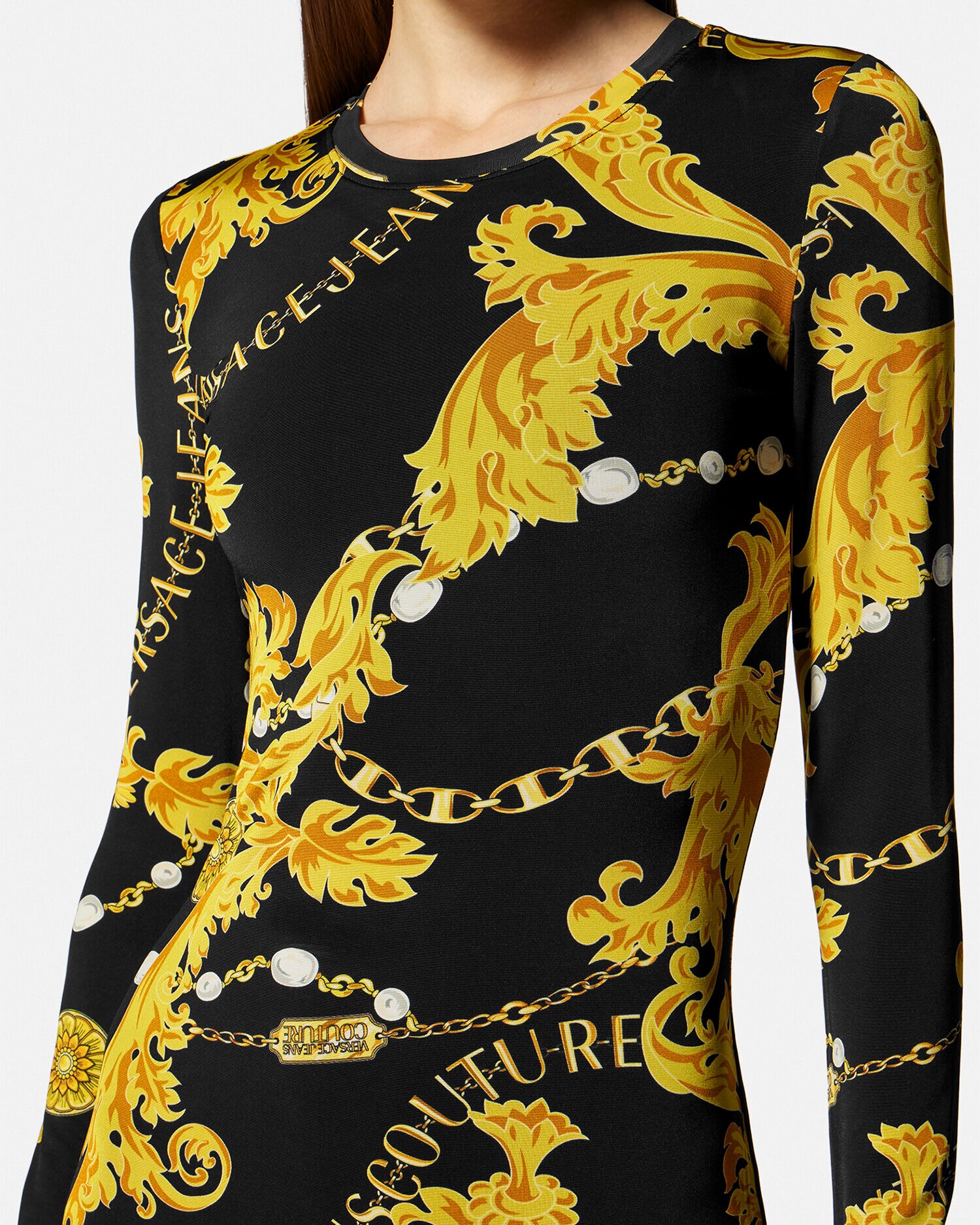 Versace yellow and outlet black dress