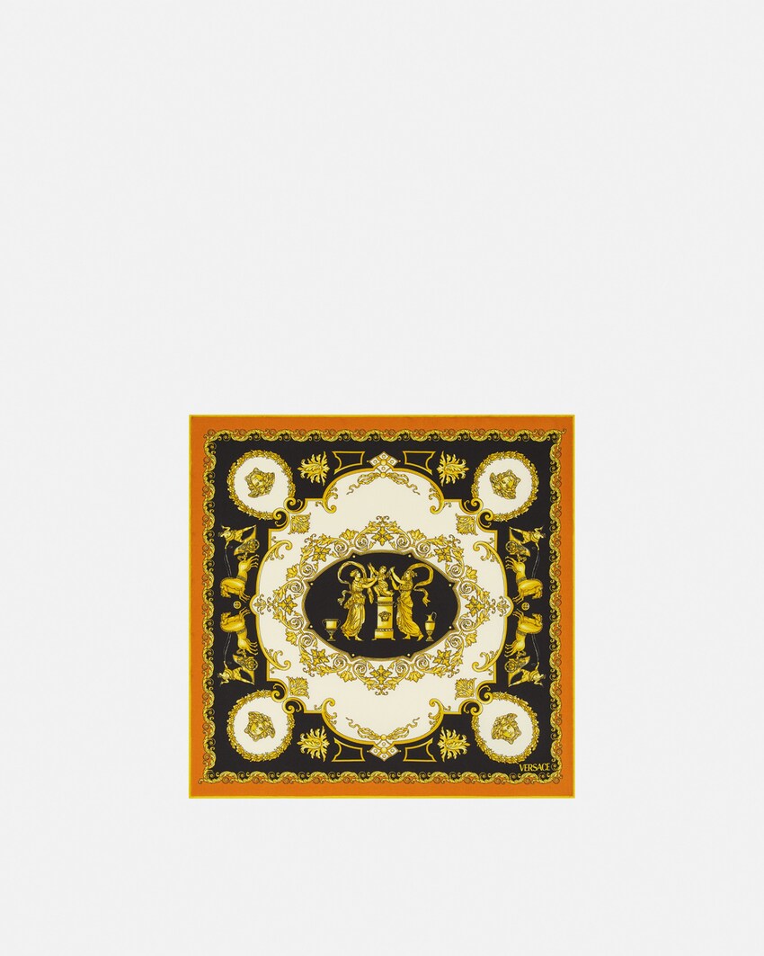 Foulard aus bedrucktem Seidentwill 45 cm  Schwarz+Gold 1