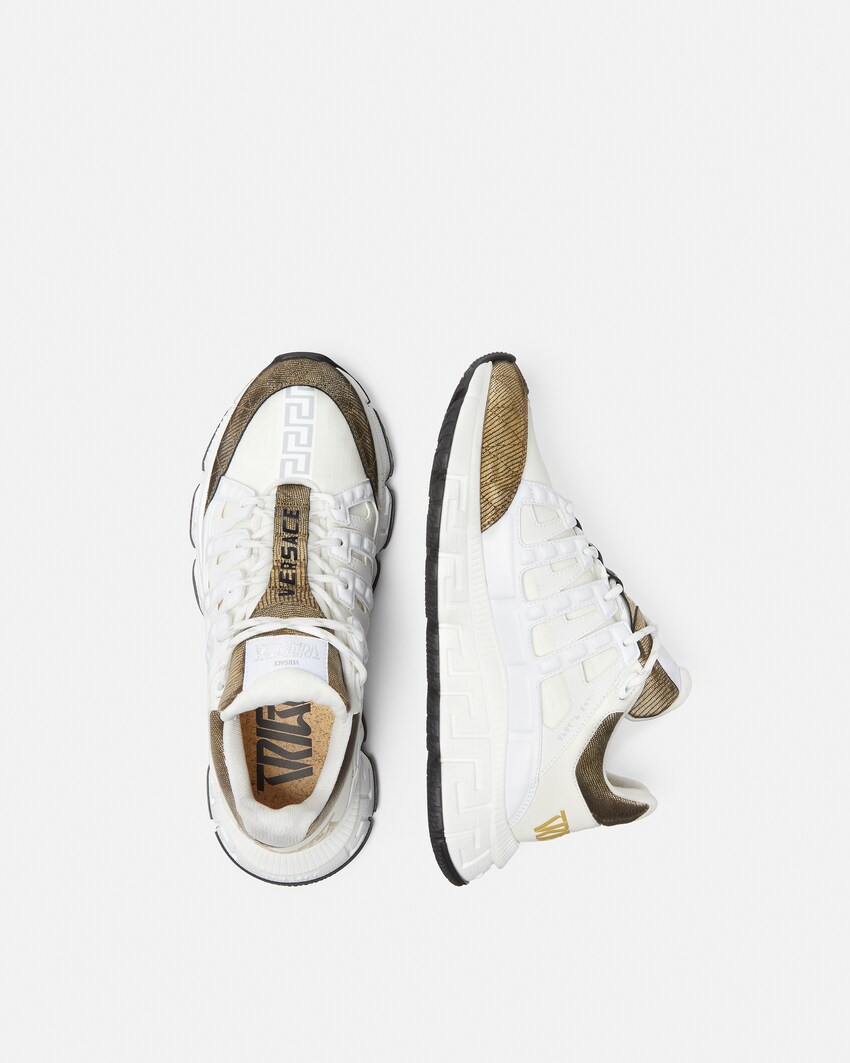 أحذية Trigreca رياضية بنقش جلد السحلية أبيض+ذهبي 3