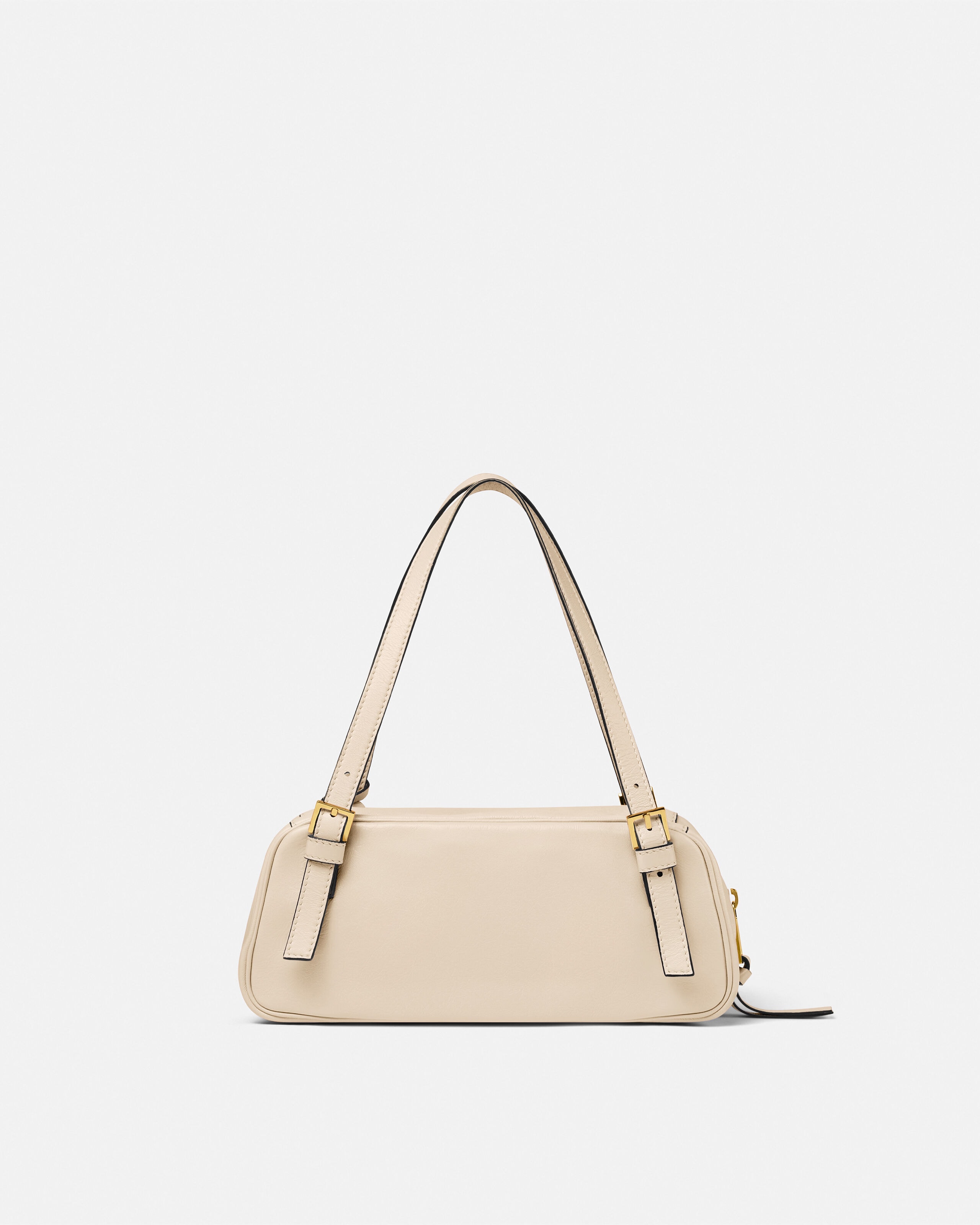 Versace Tag Nappa Bowling Bag Beige | VERSACE US