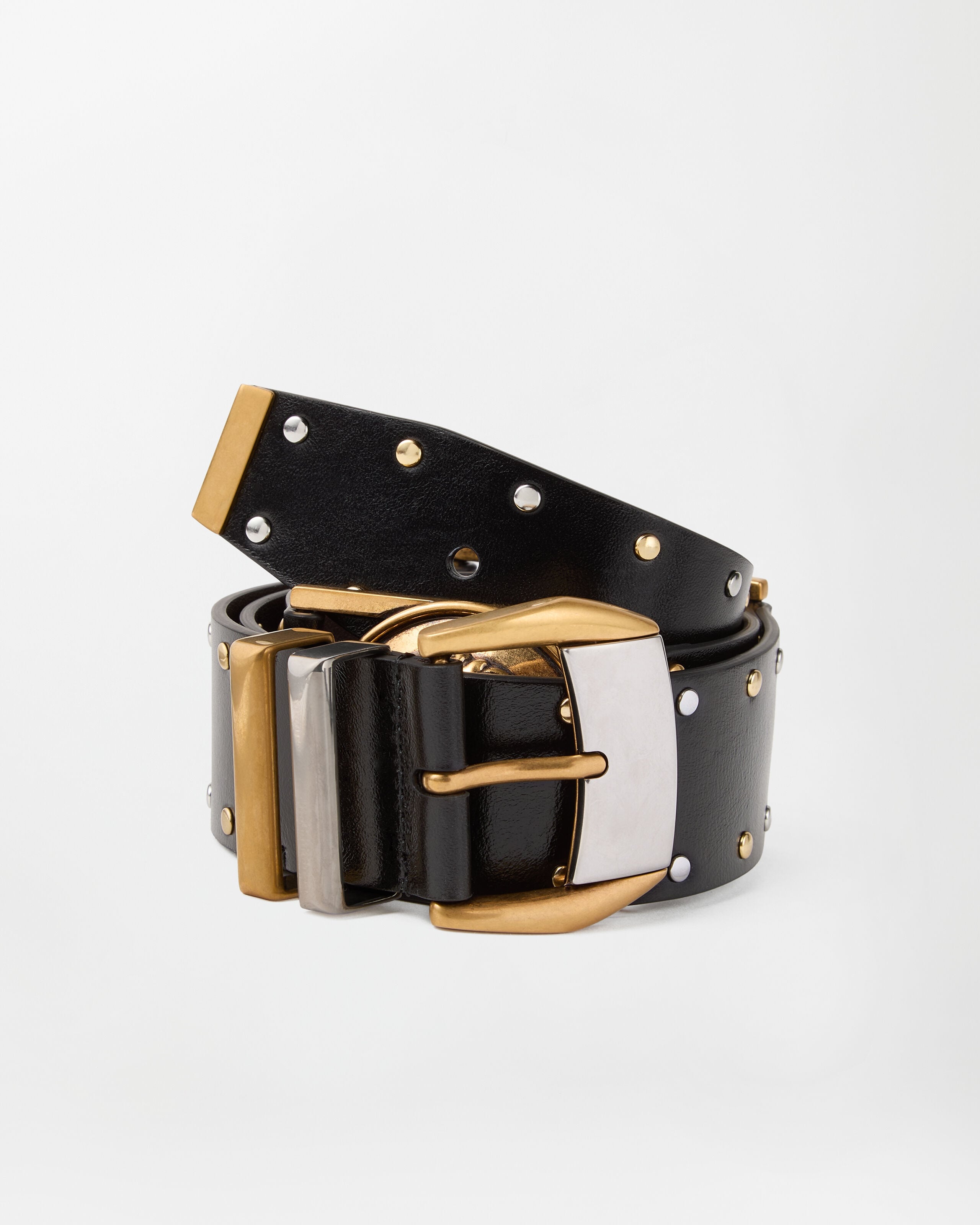 Studded Leather Belt 4 cm Black | VERSACE US