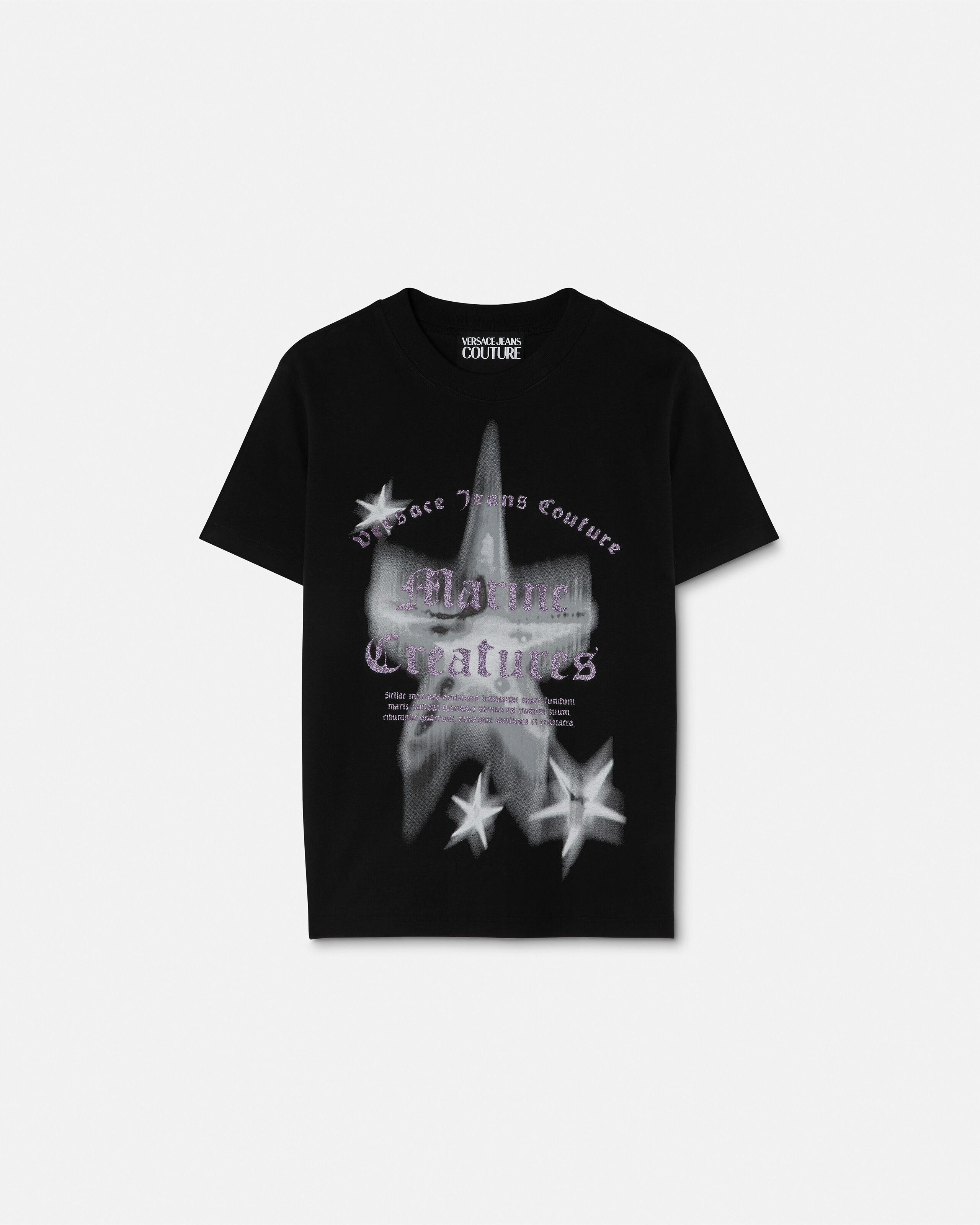 Printed Embellished Cotton-Jersey T-Shirt Print | VERSACE