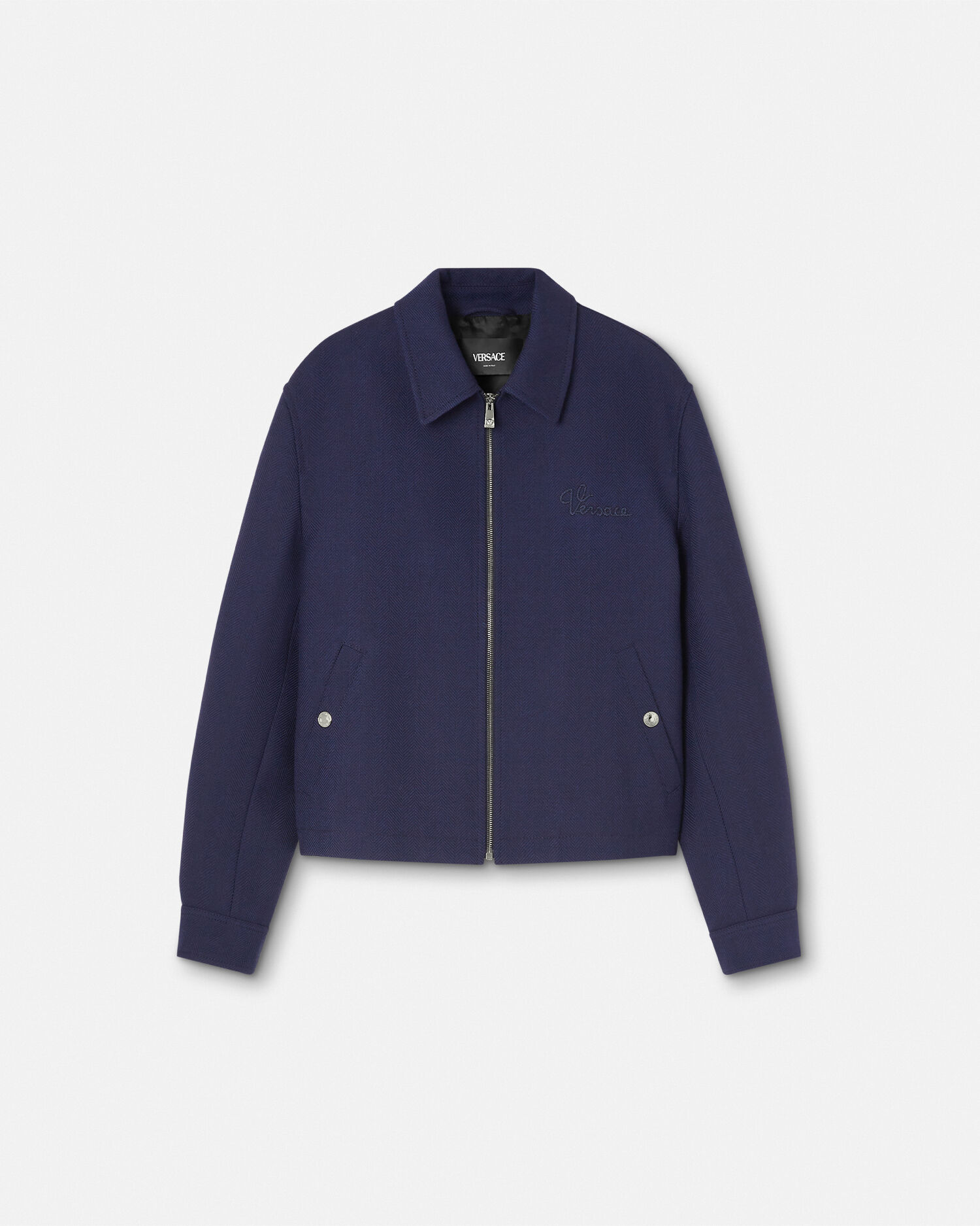 VERSACE zip up navy blouson左肩のステッチ一部なし