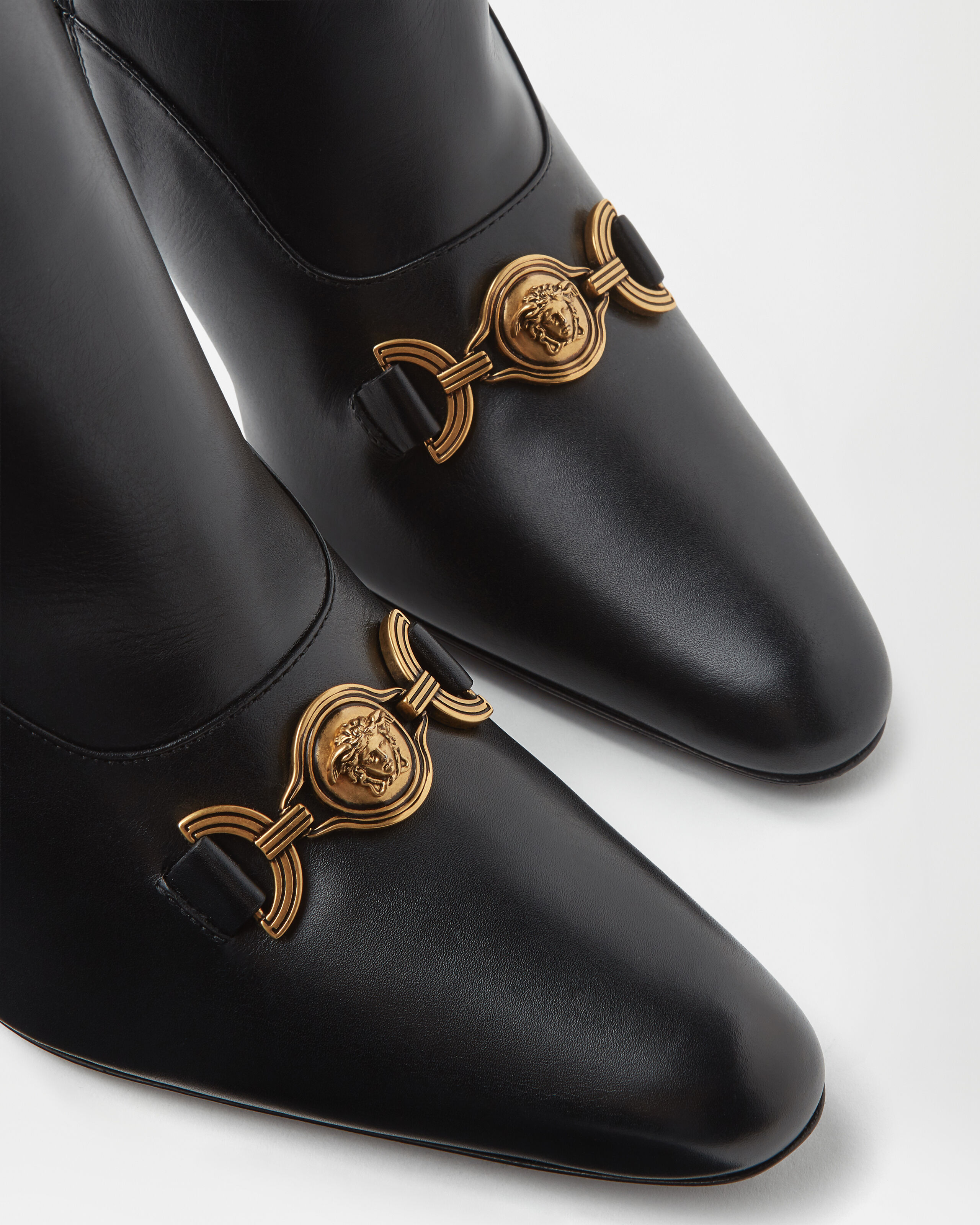 marisa Marisa Leather Ankle Boots 90 mm Black | VERSACE US
