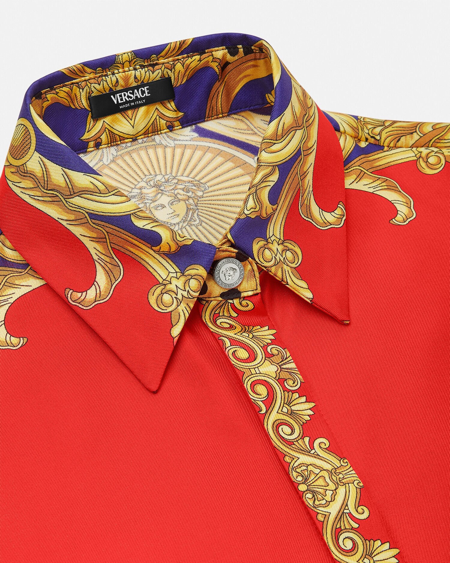 トップス ENG AVAILABLE: Versace Silk Cotton Shirt Underwater Barocco Silk Shirt Multicolor,Gold | VERSACE CA