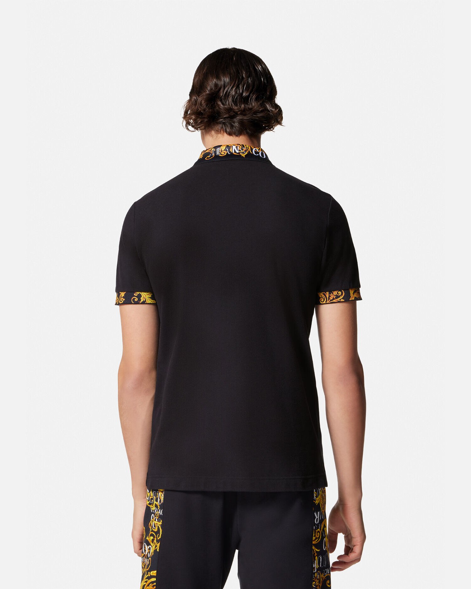 Logo Couture Polo Shirt Black,Print | VERSACE