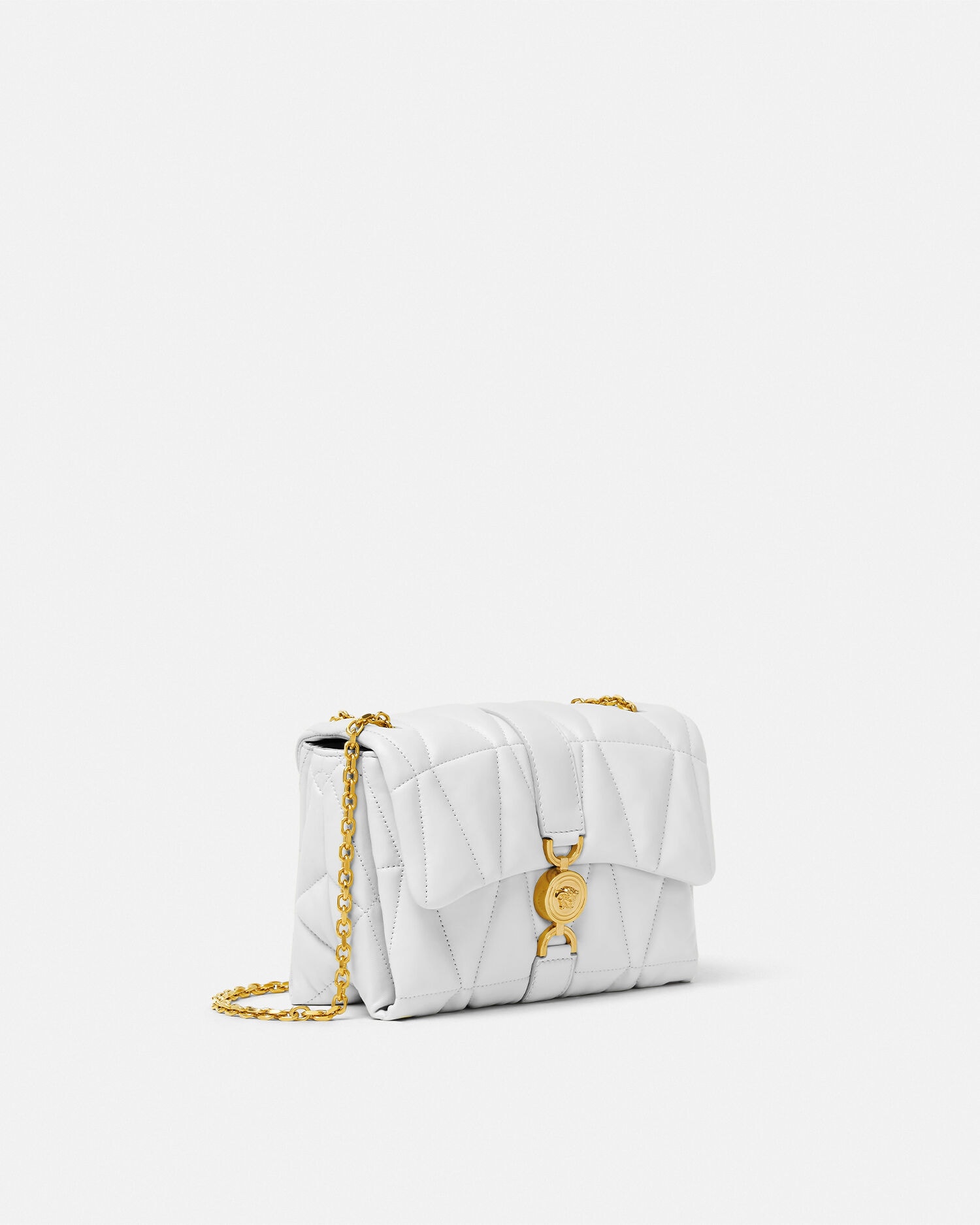 VERSACE キルティングバッグ　ホワイトカラー Kleio Quilted Nappa Shoulder Bag White | VERSACE US