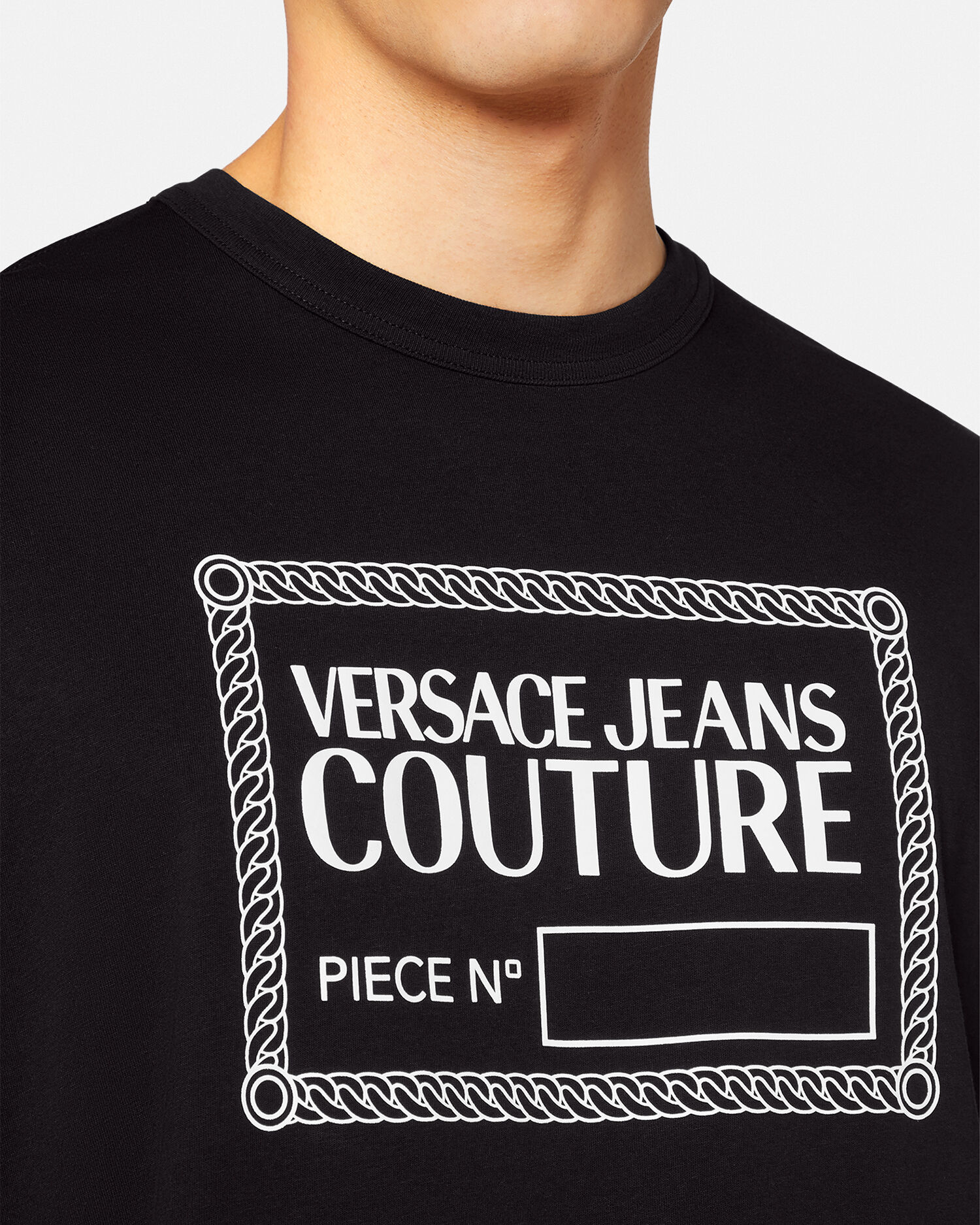 Piece Number Logo T Shirt Black Print VERSACE