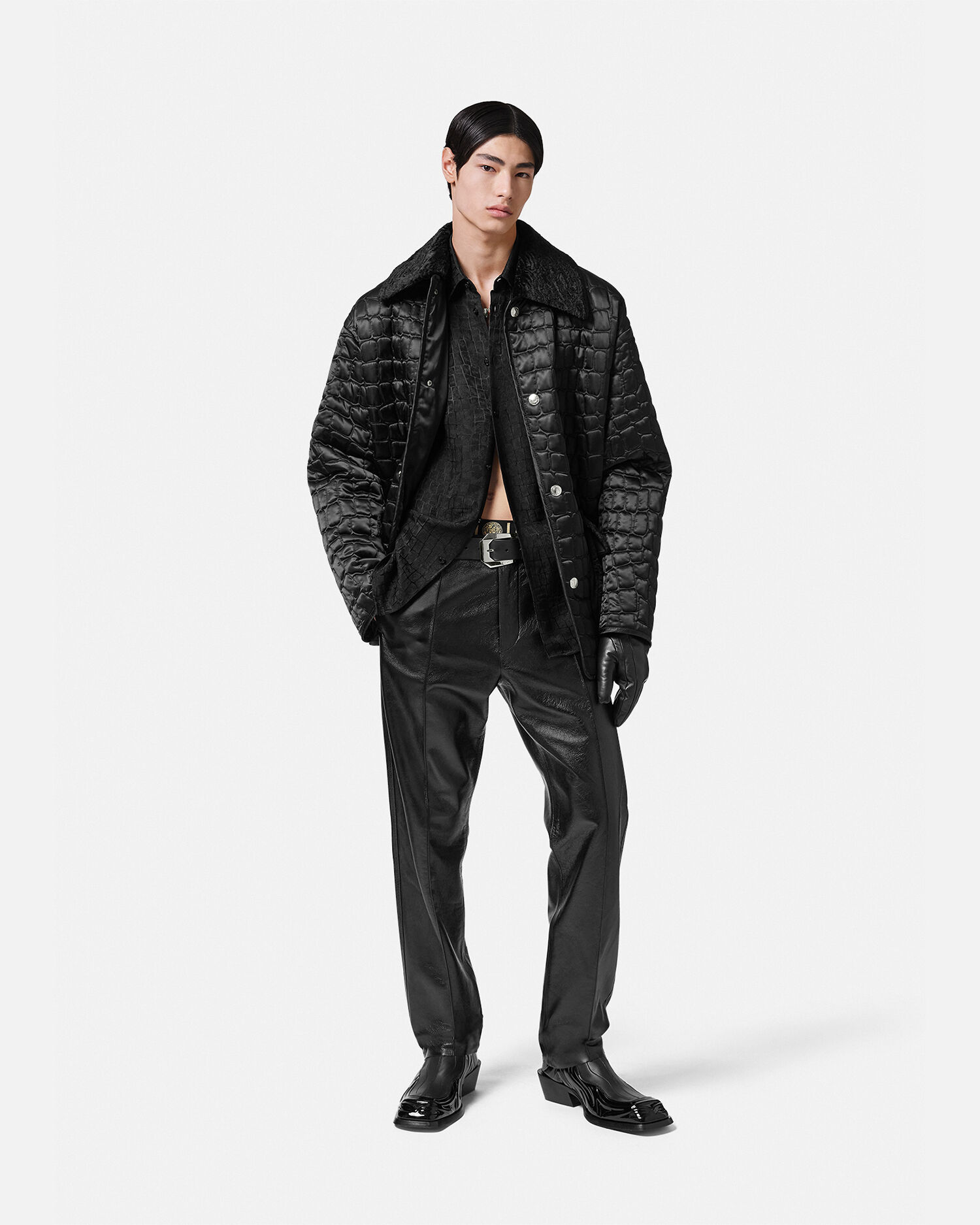 Versace outlet leather shirt