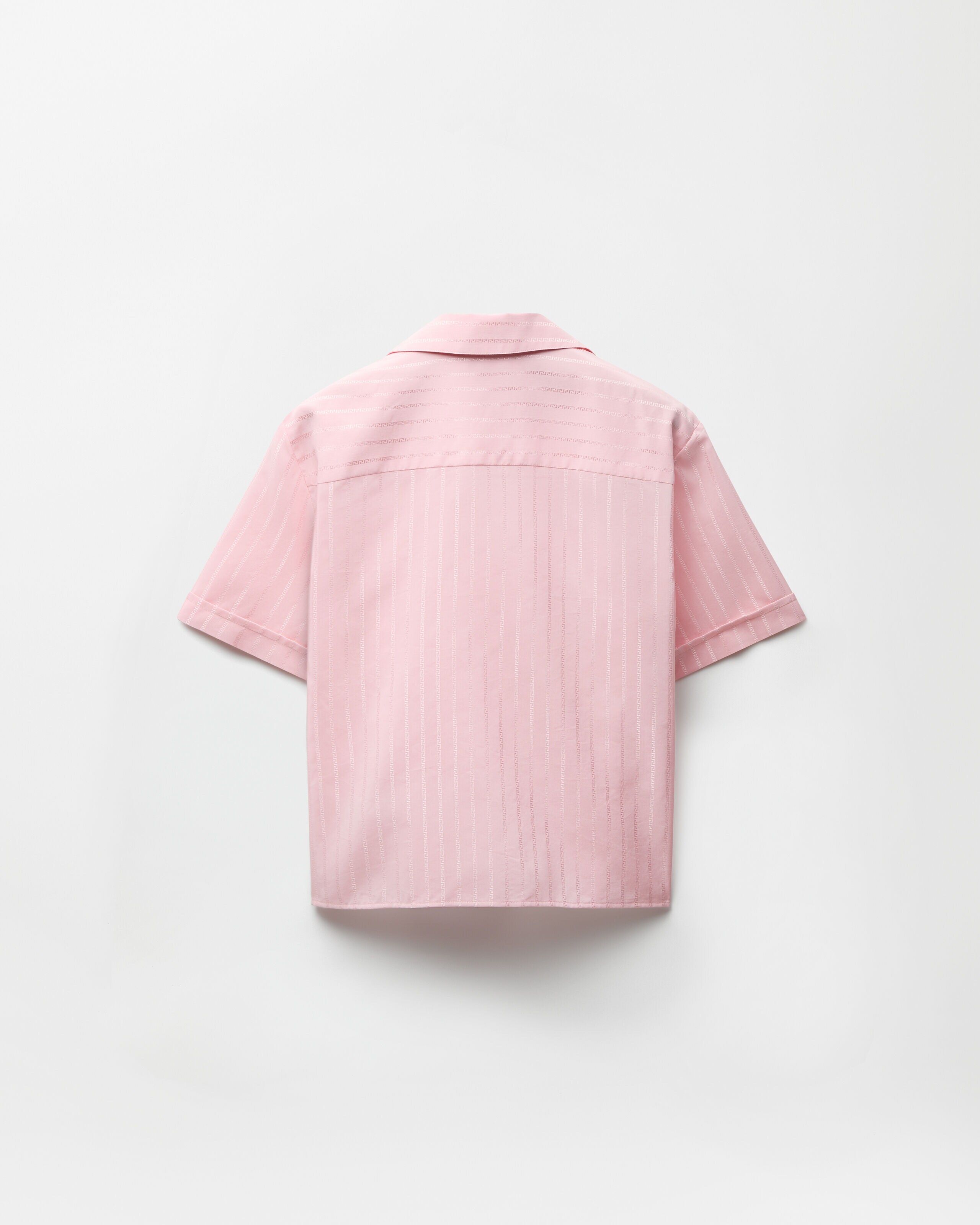 VERSACE クロップドシャツ ホワイト/ピンク Jacquard Cotton-Silk Shirt Pink | VERSACE