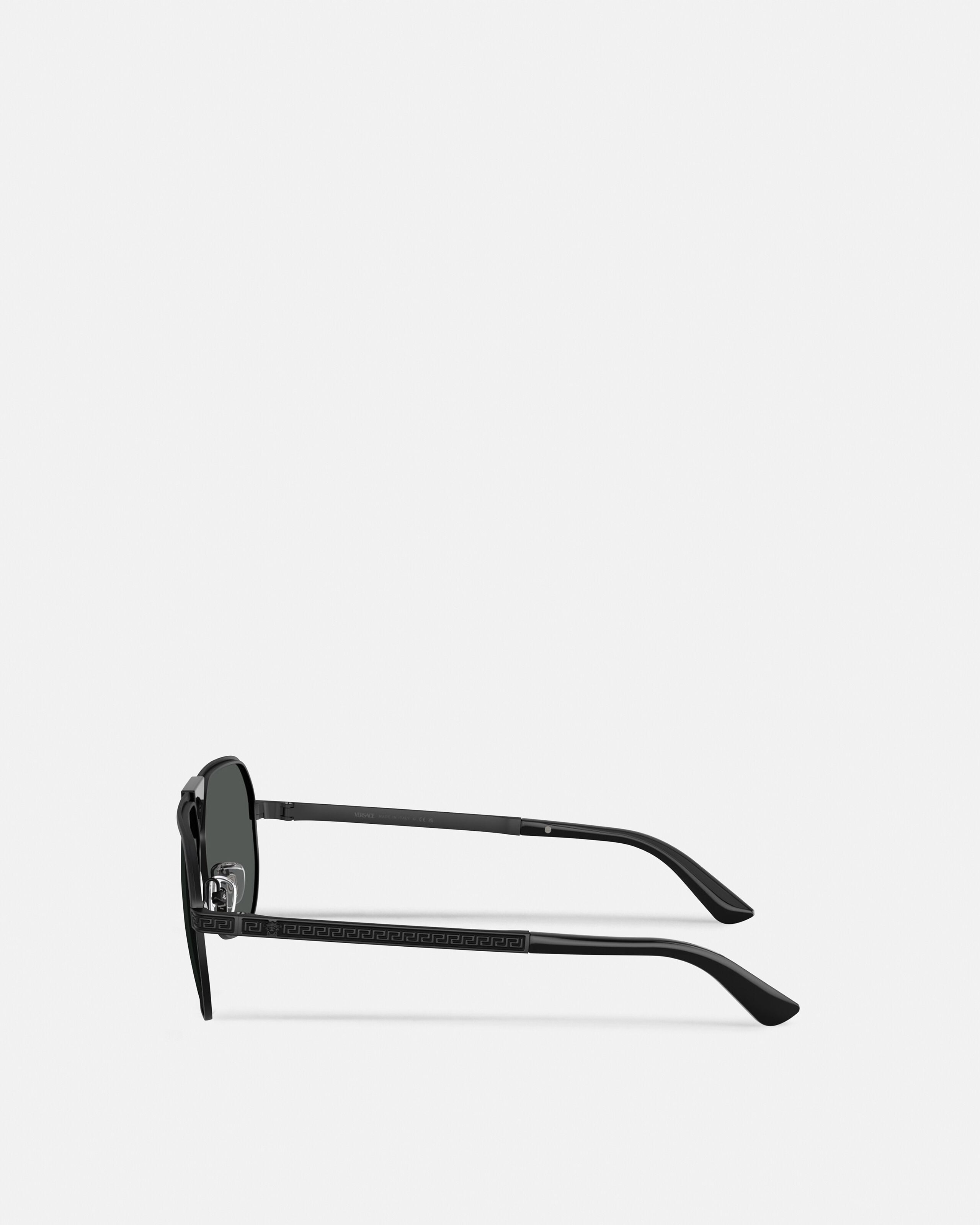 Greca Flow Navigator Sunglasses Black | VERSACE US