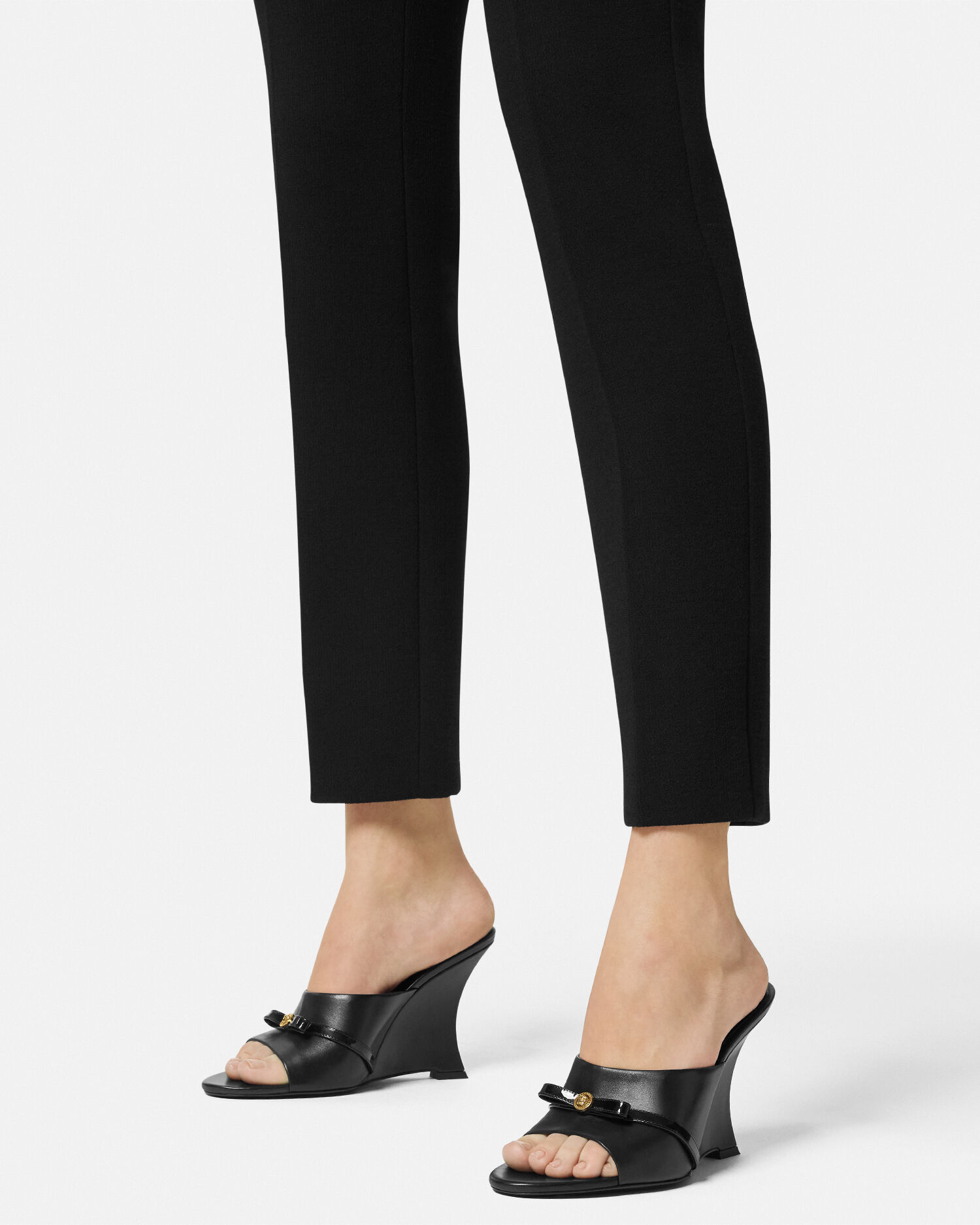 Gianni Ribbon Wedge Mules 95 mm
