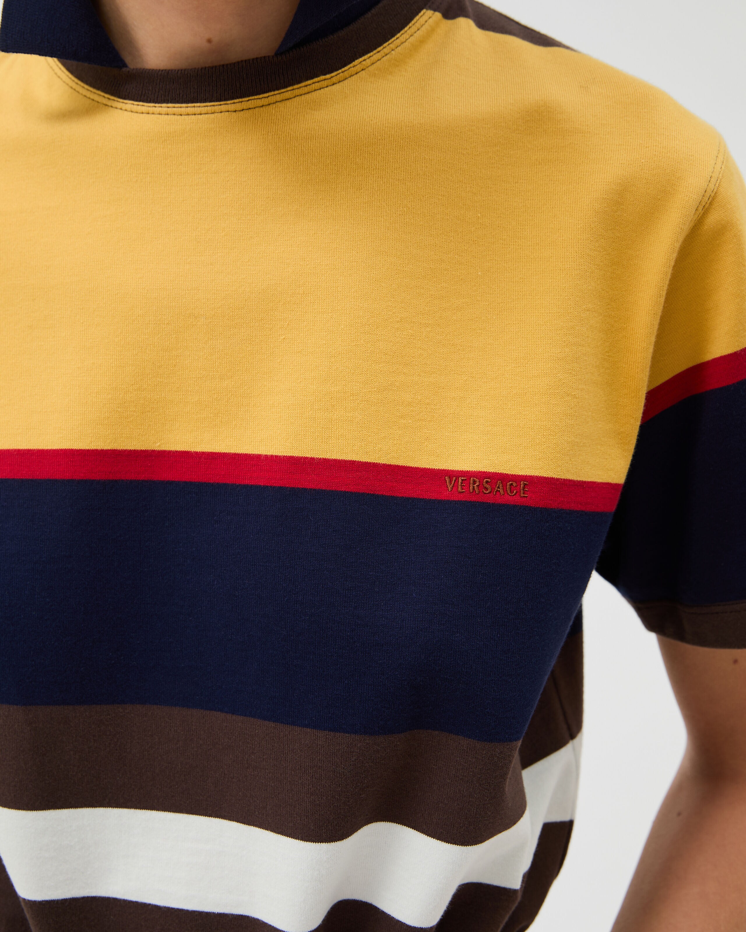 Striped Cotton-Jersey T-Shirt Multicolor | VERSACE IN