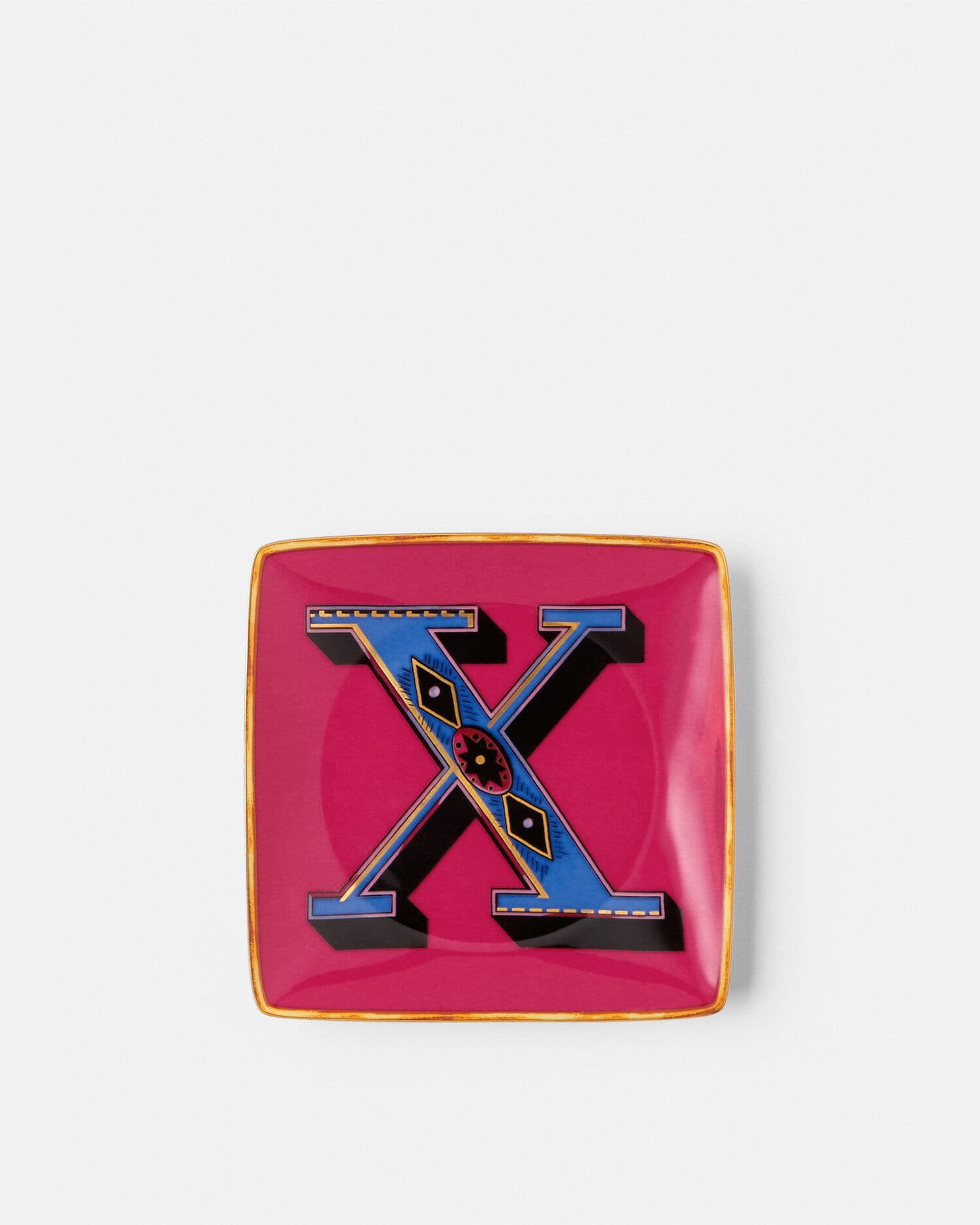 Versace Alphabet X Small Square Plate 12 cm Print | VERSACE US